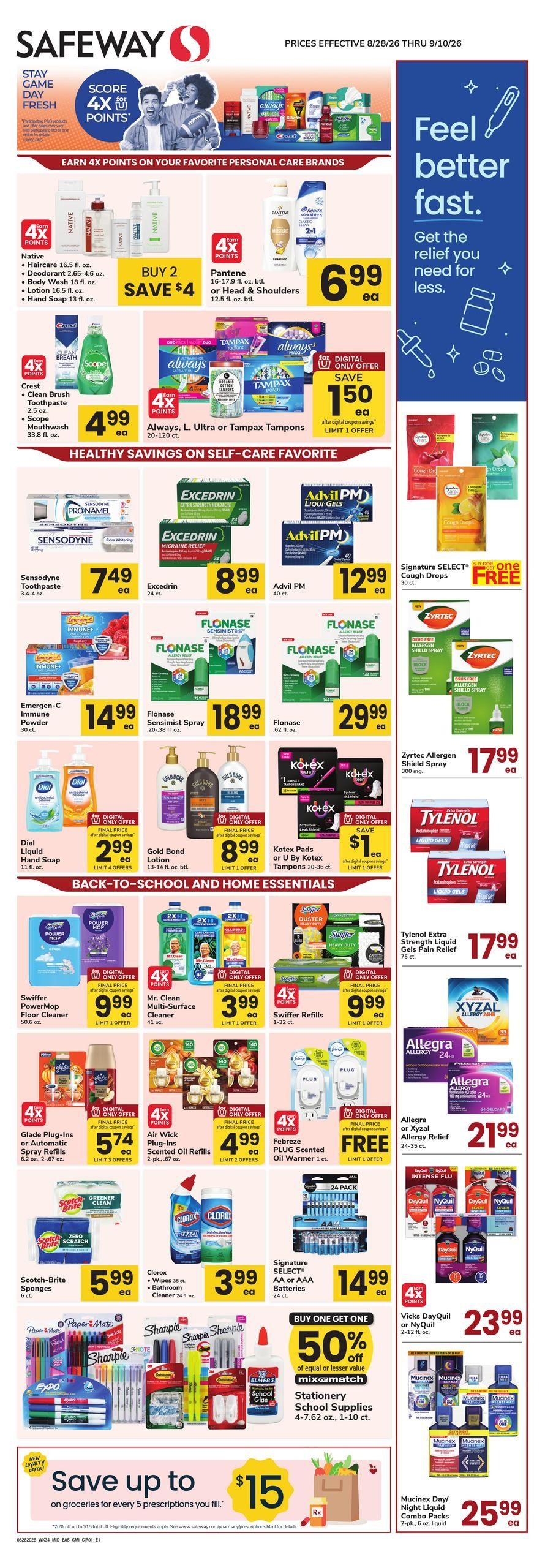 Safeway (Parcel Return Service Area, DC) Health, Home & Beauty Weekly Ad August 28 - September 10, 2026