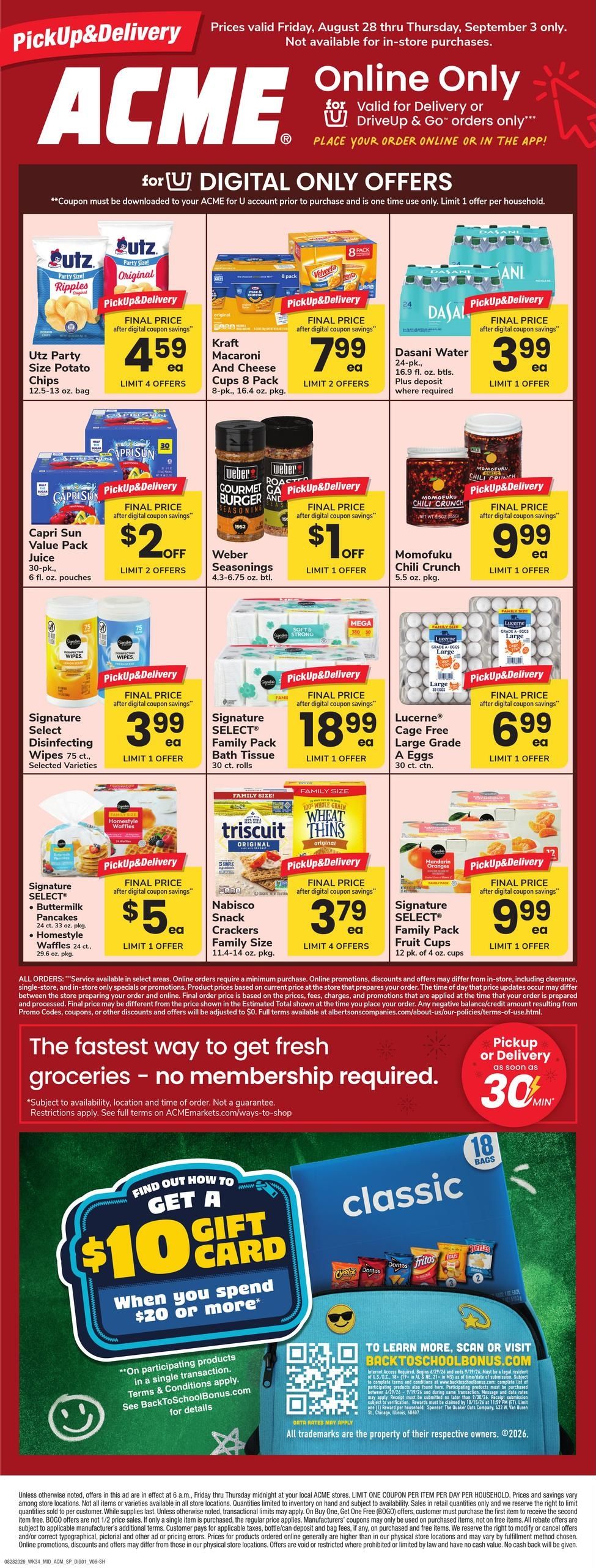 Acme Markets (Toms River Area, NJ) Bonus Online Savings Weekly Ad August 28 - September 3, 2026