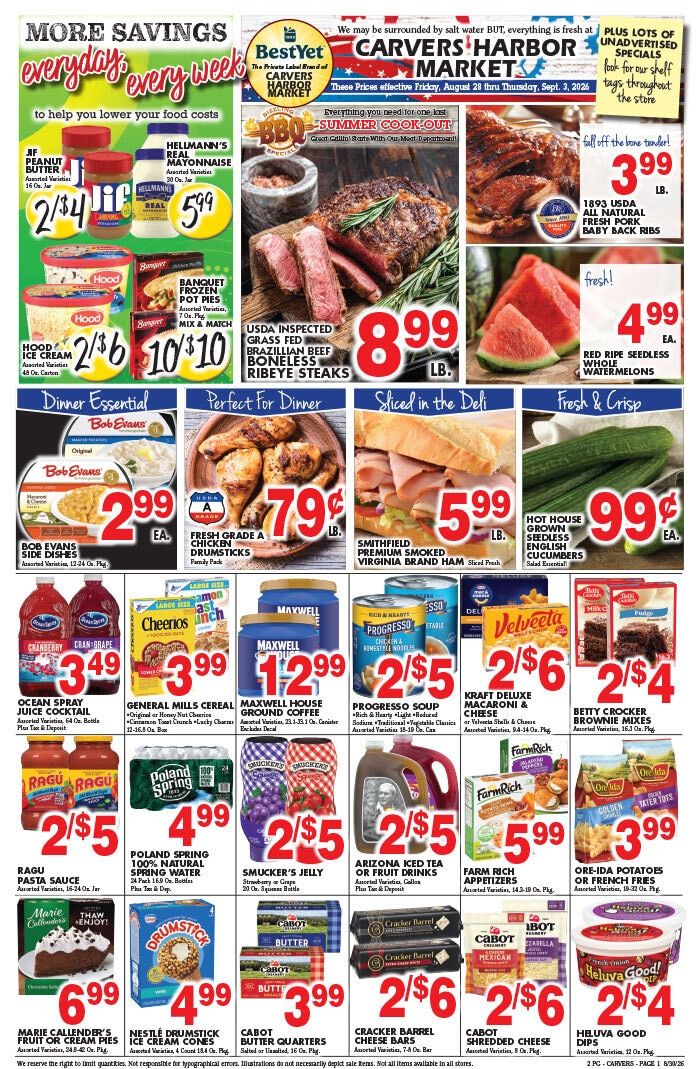 Carver's Harbor Market Weekly Ad August 28 - September 3, 2026