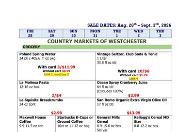 Country Markets of Westchester Weekly Ad August 28 - September 3, 2026