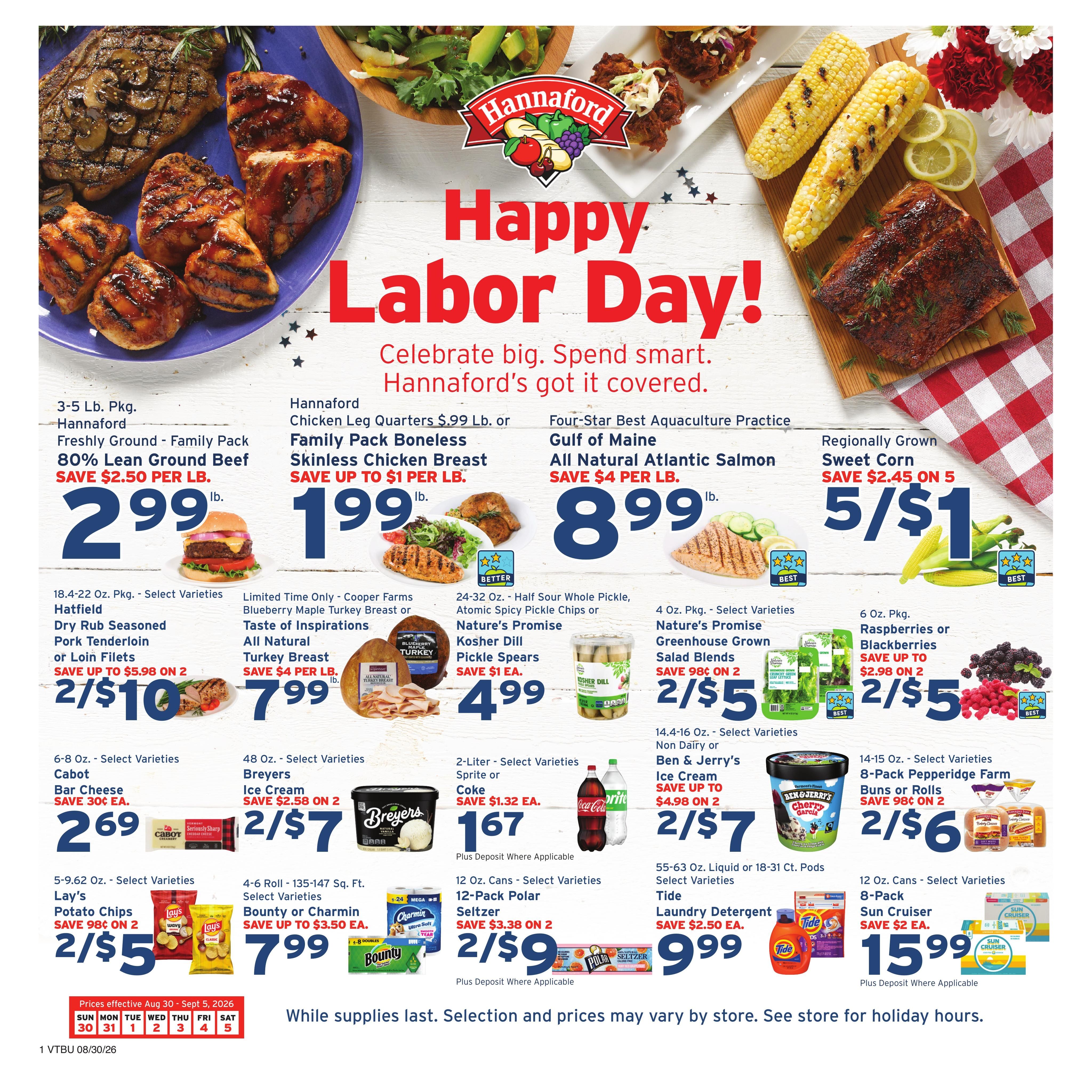 Hannaford (East Montpelier Area, VT) Week 36 Weekly Ad August 30 - September 5, 2026