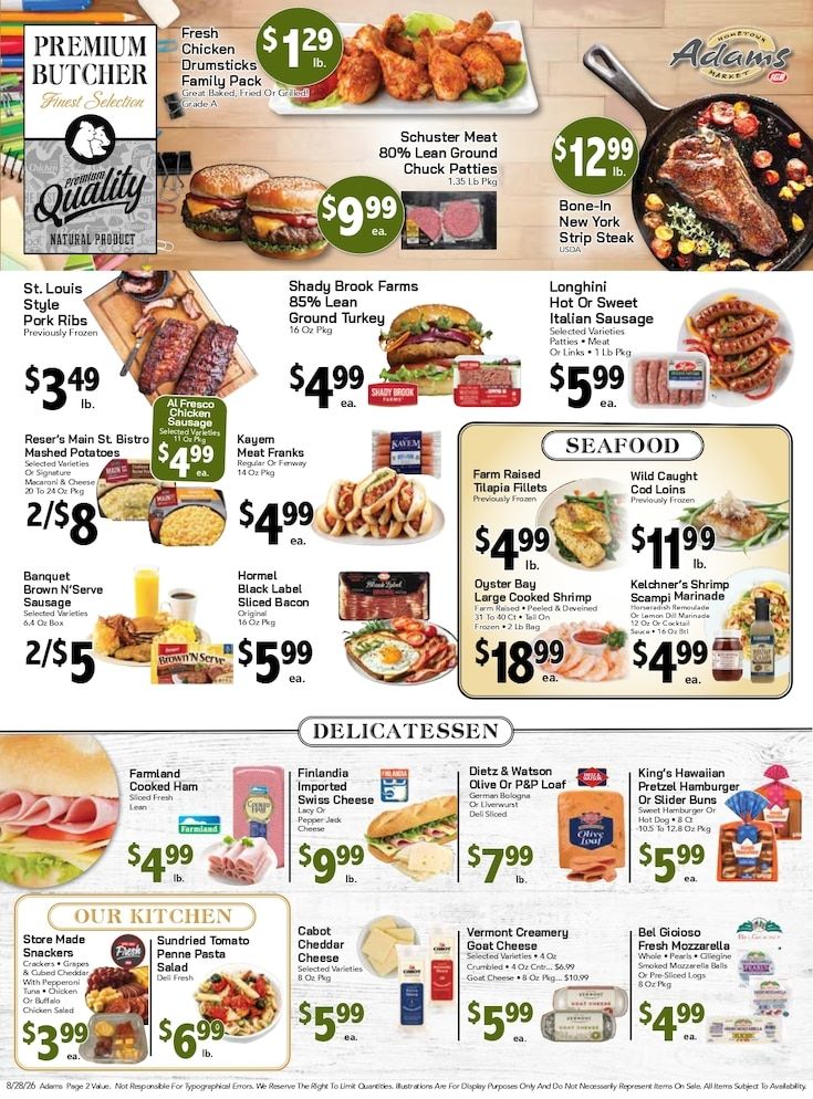 Adams Hometown Market (25 Providence Street, West Warwick, RI) Weekly Ad August 28 - September 3, 2026