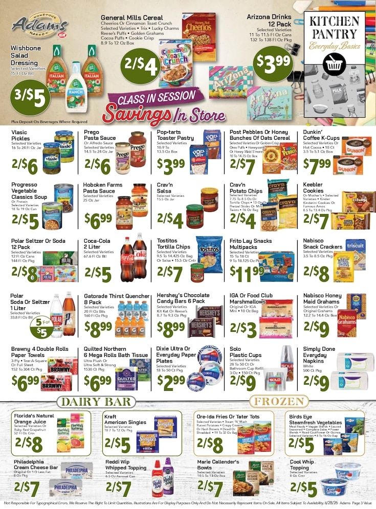 Adams Hometown Market (25 Providence Street, West Warwick, RI) Weekly Ad August 28 - September 3, 2026