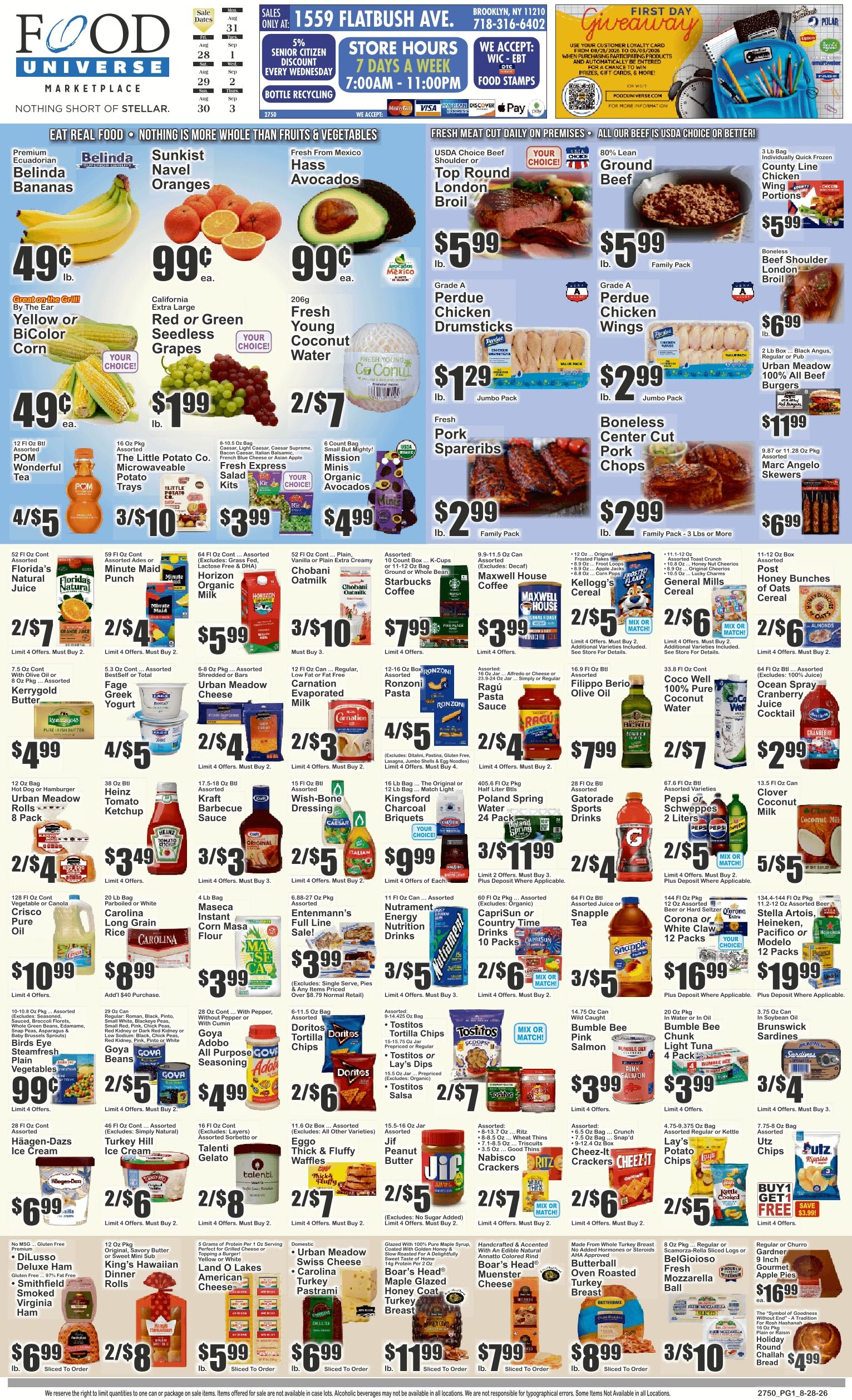 Food Universe (1559 Flatbush Avenue, Brooklyn, NY) Weekly Ad August 28 - September 3, 2026