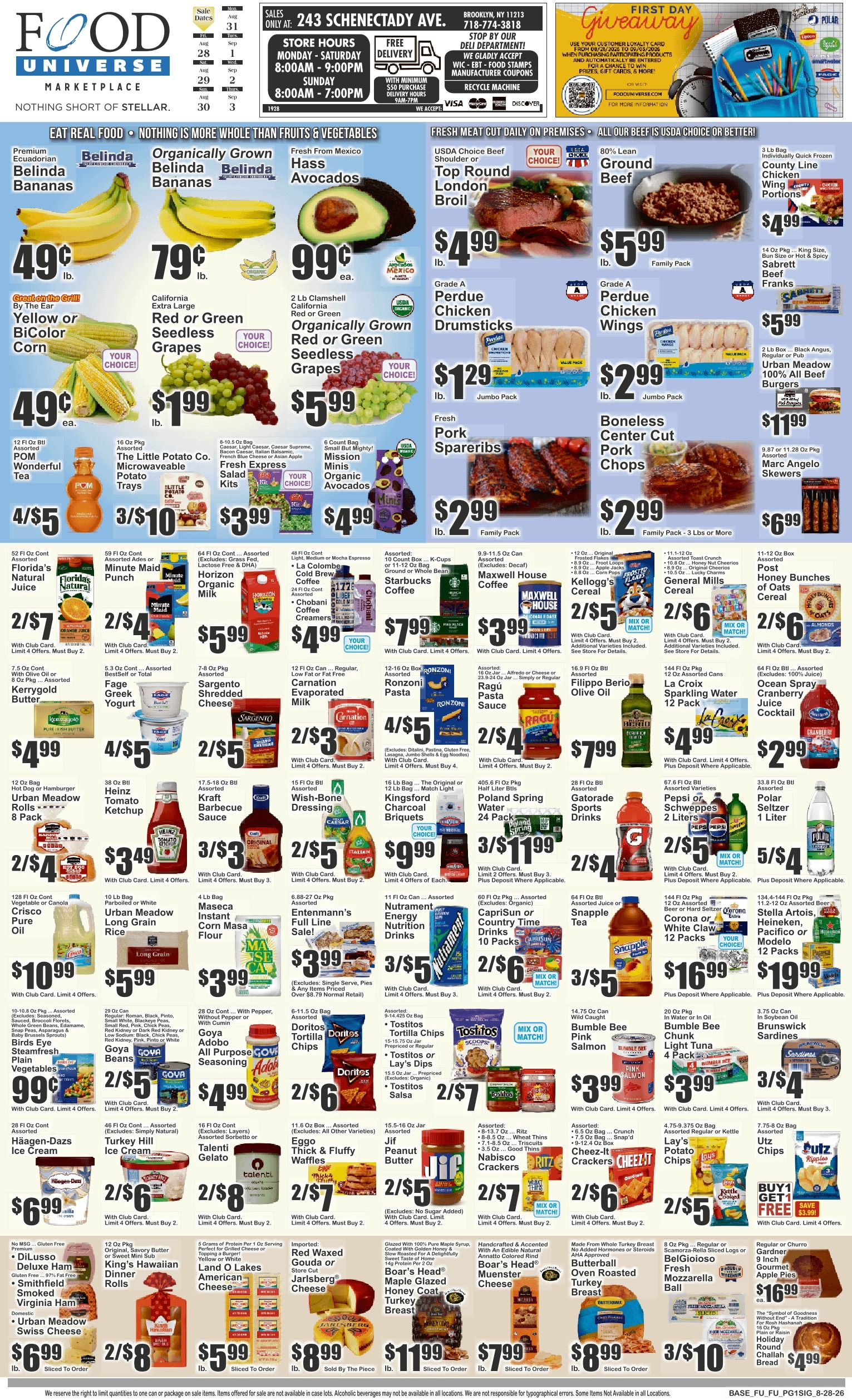 Food Universe (243 Schenactady Ave., Brooklyn, NY) Weekly Ad August 28 - September 3, 2026