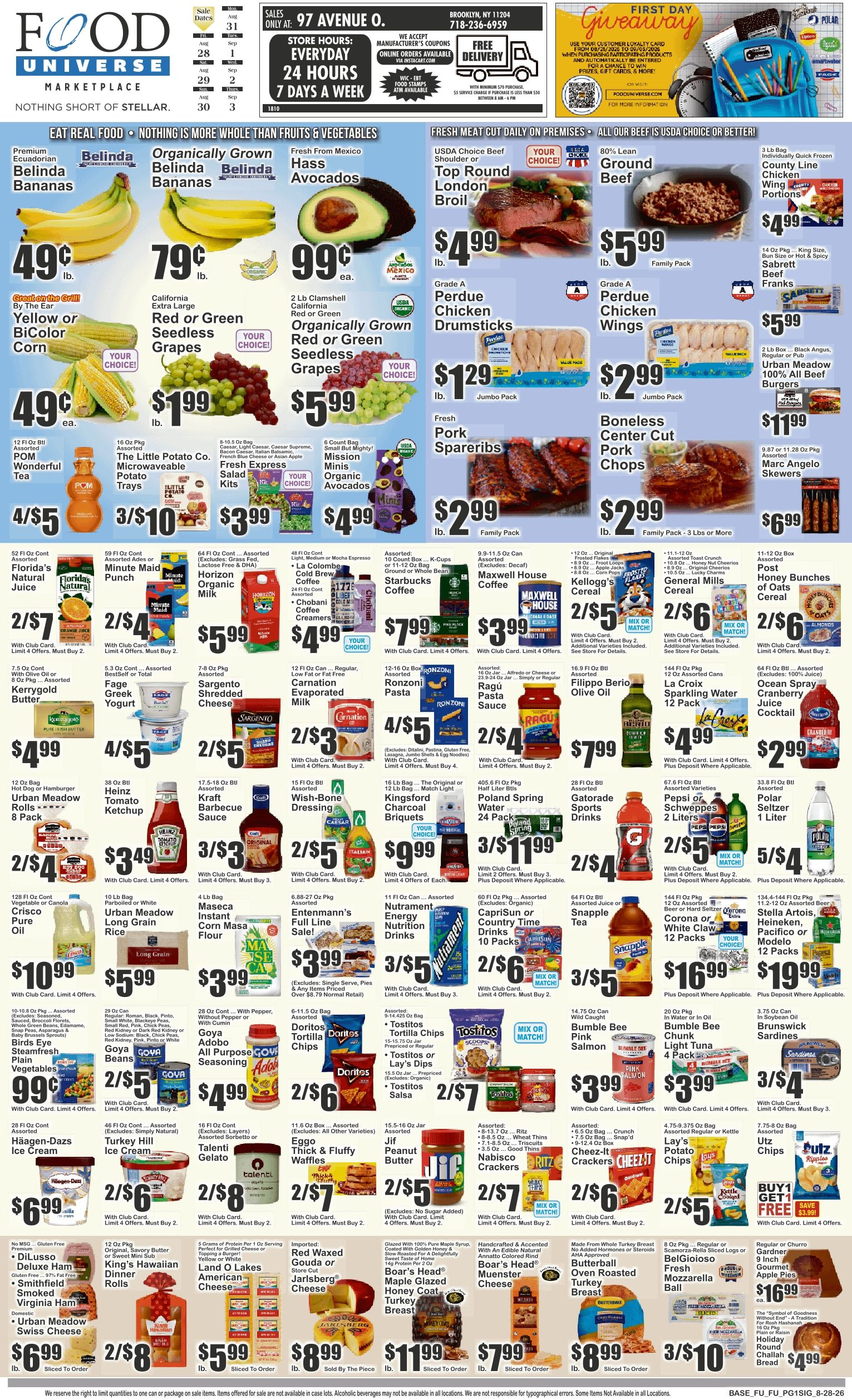 Food Universe (97 Avenue O, Brooklyn, NY) Weekly Ad August 28 - September 3, 2026