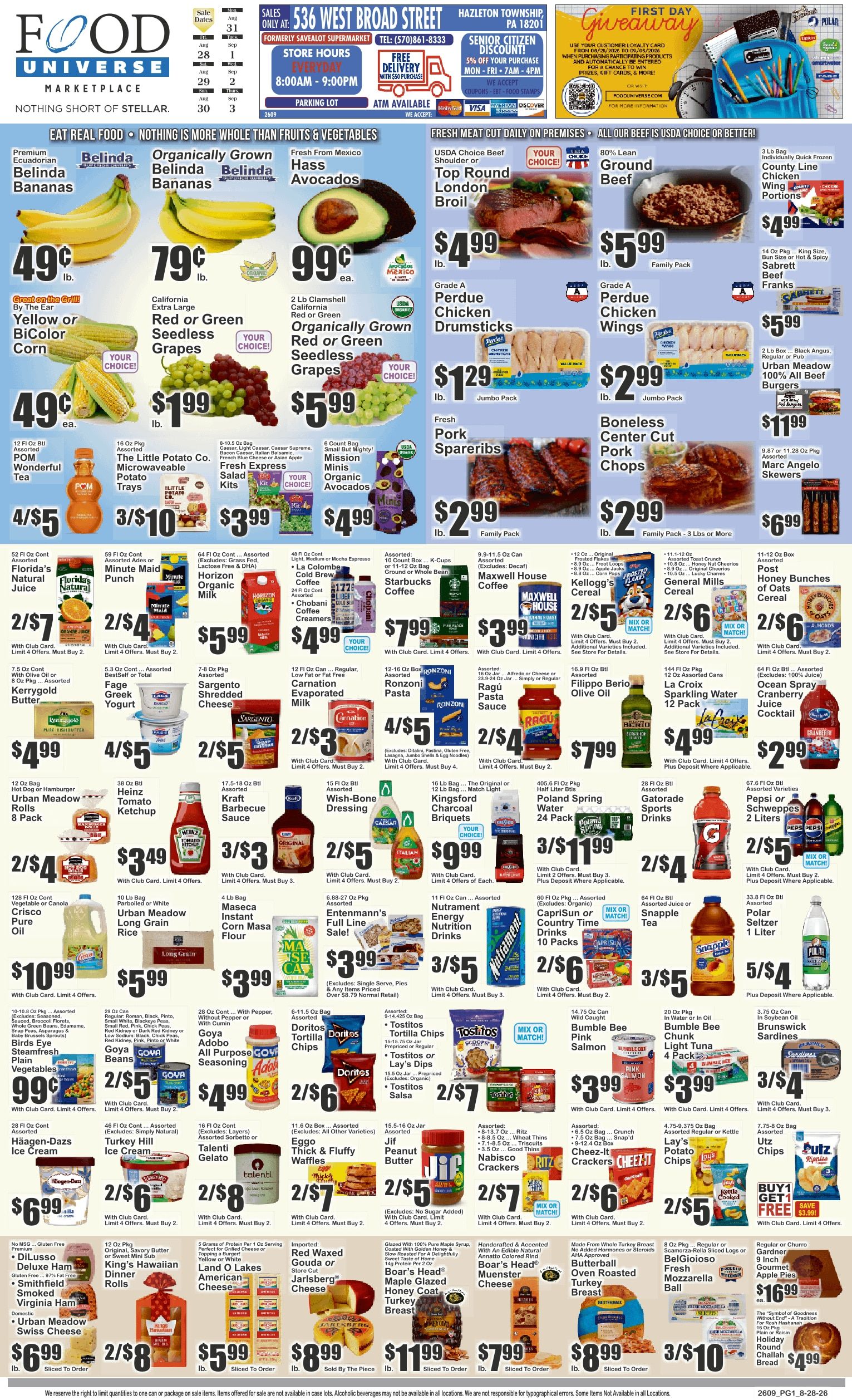 Food Universe (Hazleton, PA) Weekly Ad August 28 - September 3, 2026