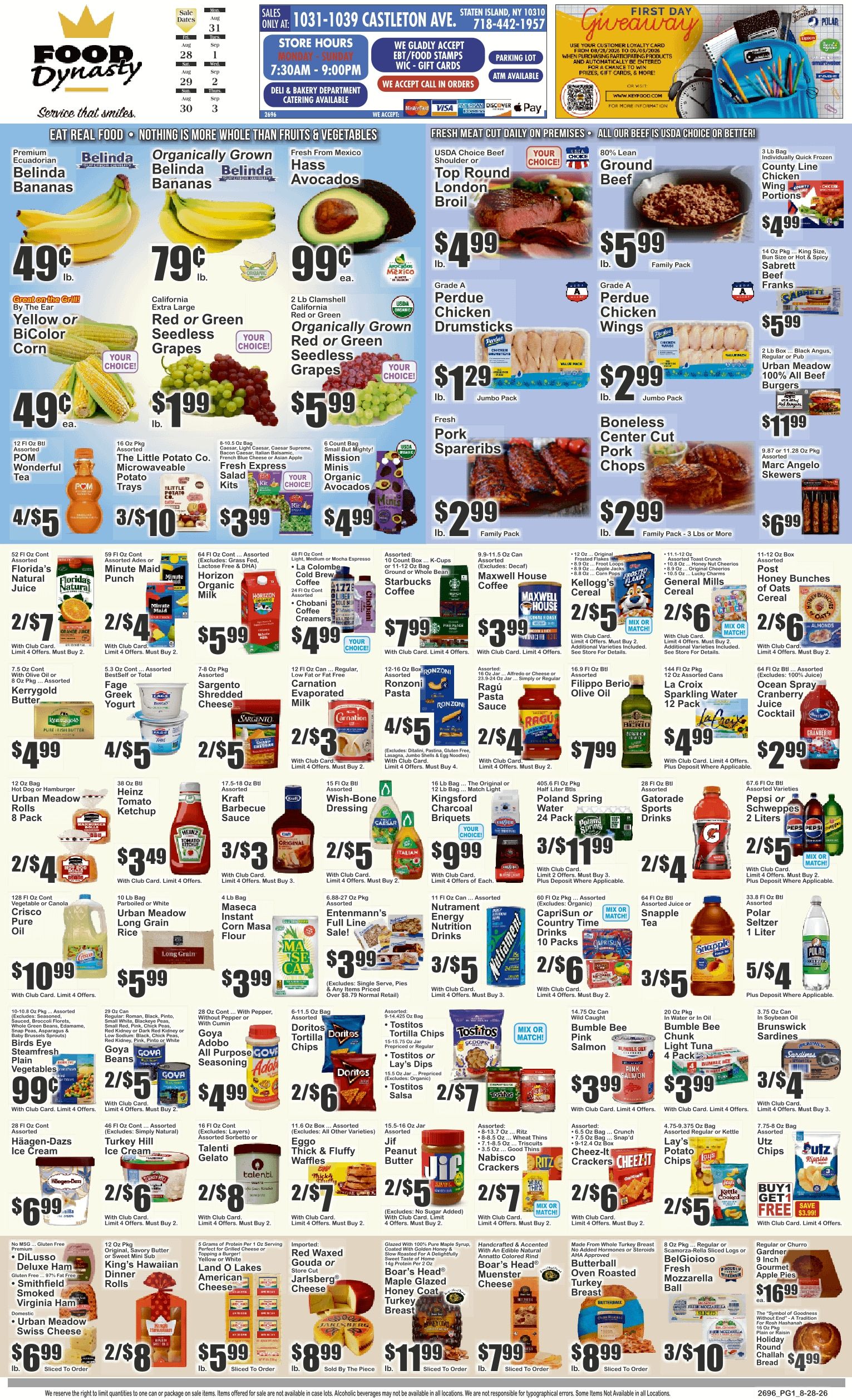 Food Dynasty (1031-1039 Castleton Avenue, Staten Island, NY) Key Food Weekly Ad August 28 - September 3, 2026