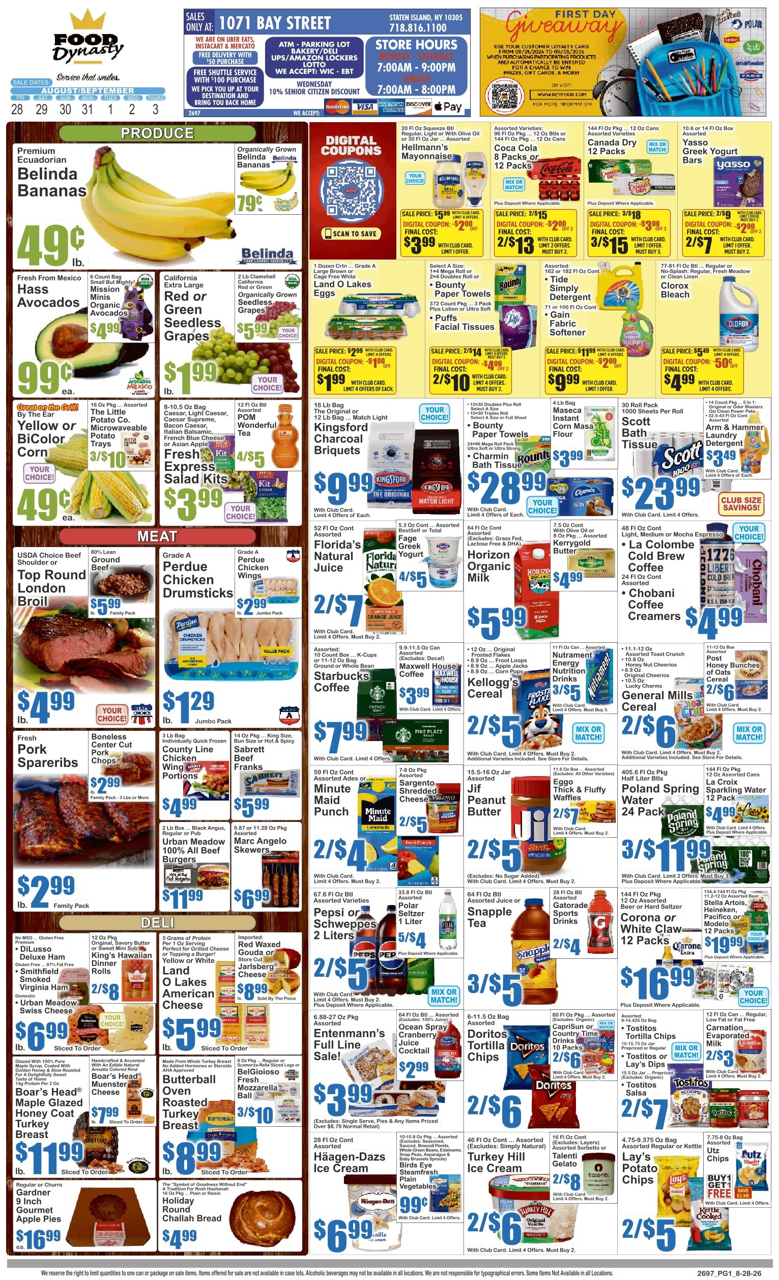 Food Dynasty (1071 Bay Street, Staten Island, NY) Key Food Weekly Ad August 28 - September 3, 2026