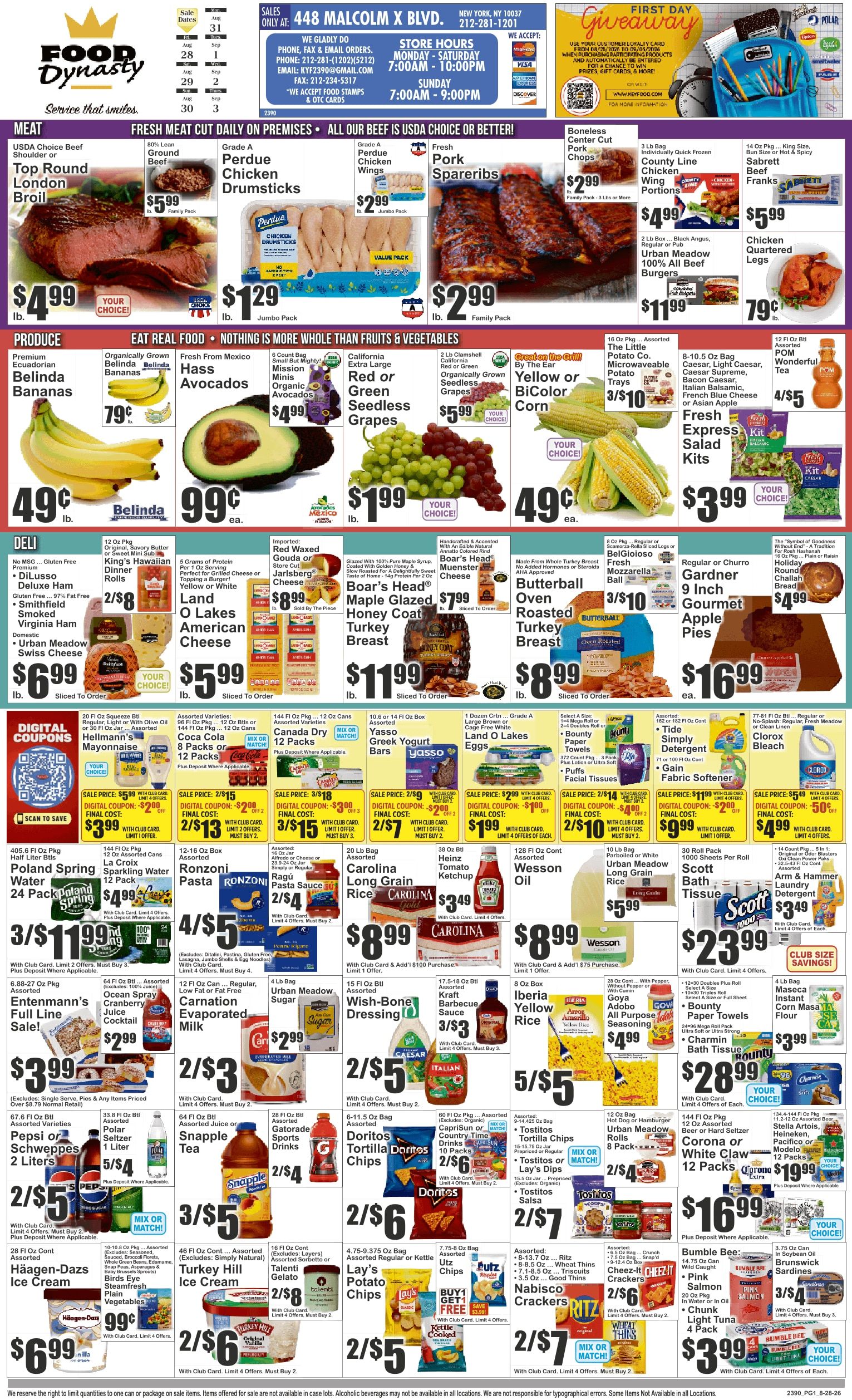 Food Dynasty (New York, NY) Key Food Weekly Ad August 28 - September 3, 2026