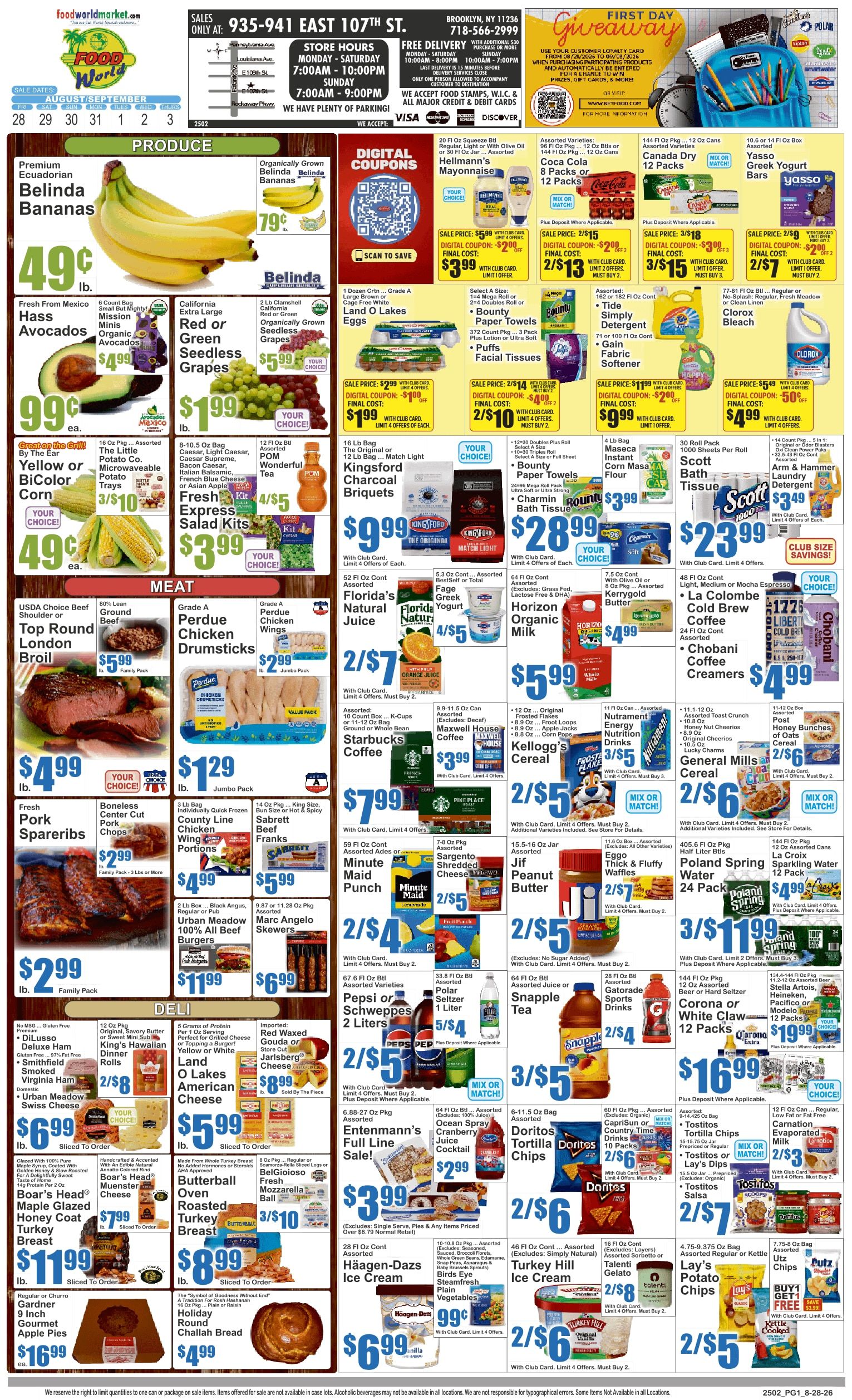 Food World Supermarket (935 East 107th Street, Brooklyn, NY) Key Food Weekly Ad August 28 - September 3, 2026