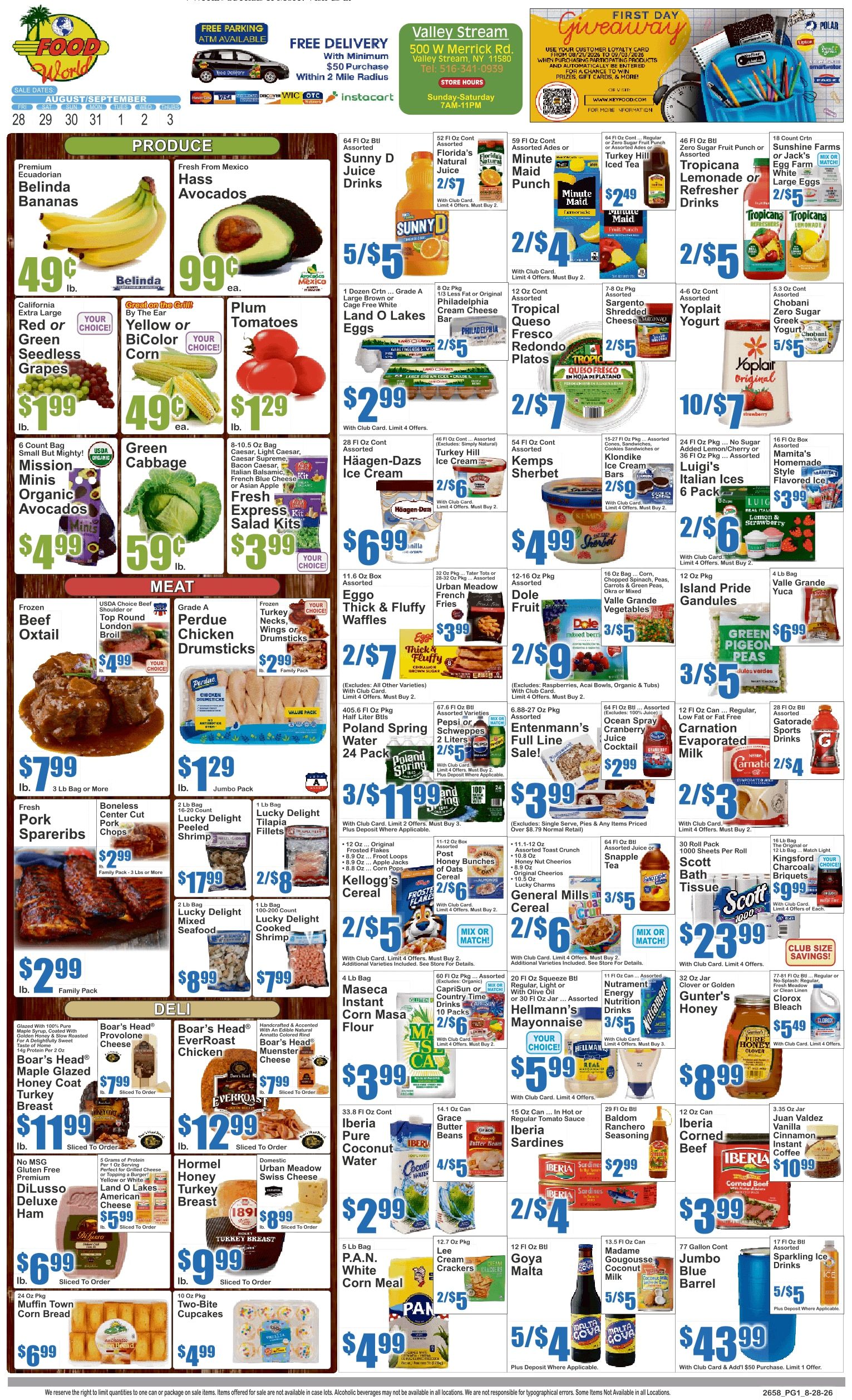 Food World Supermarket (Valley Stream, NY) Key Food Weekly Ad August 28 - September 3, 2026