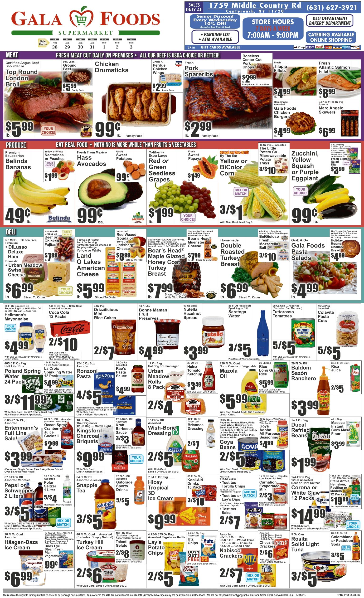 Gala Foods (1759 Middle Country Road, Unit 1, Centereach, NY) Key Food Weekly Ad August 28 - September 3, 2026
