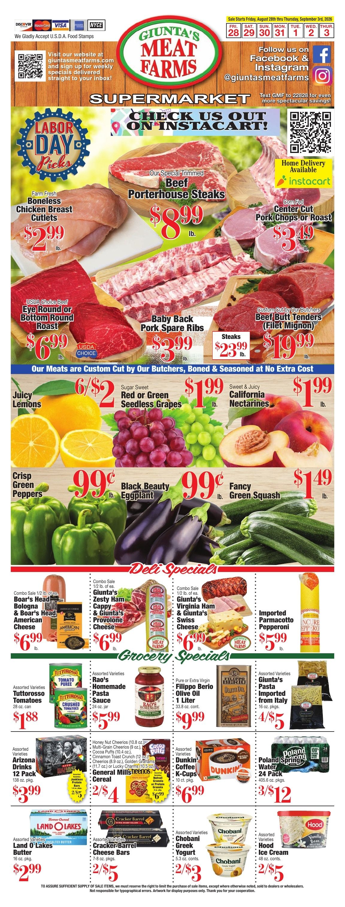 Giunta's Meat Farms Weekly Ad August 28 - September 3, 2026