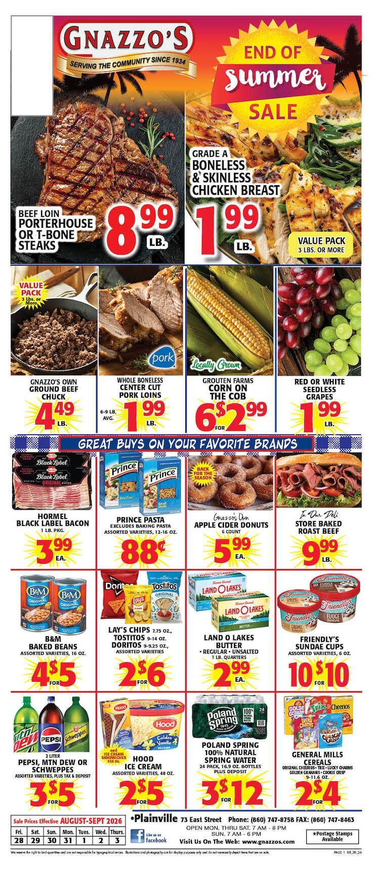 Gnazzo's Food Center Weekly Ad August 27 - September 2, 2026