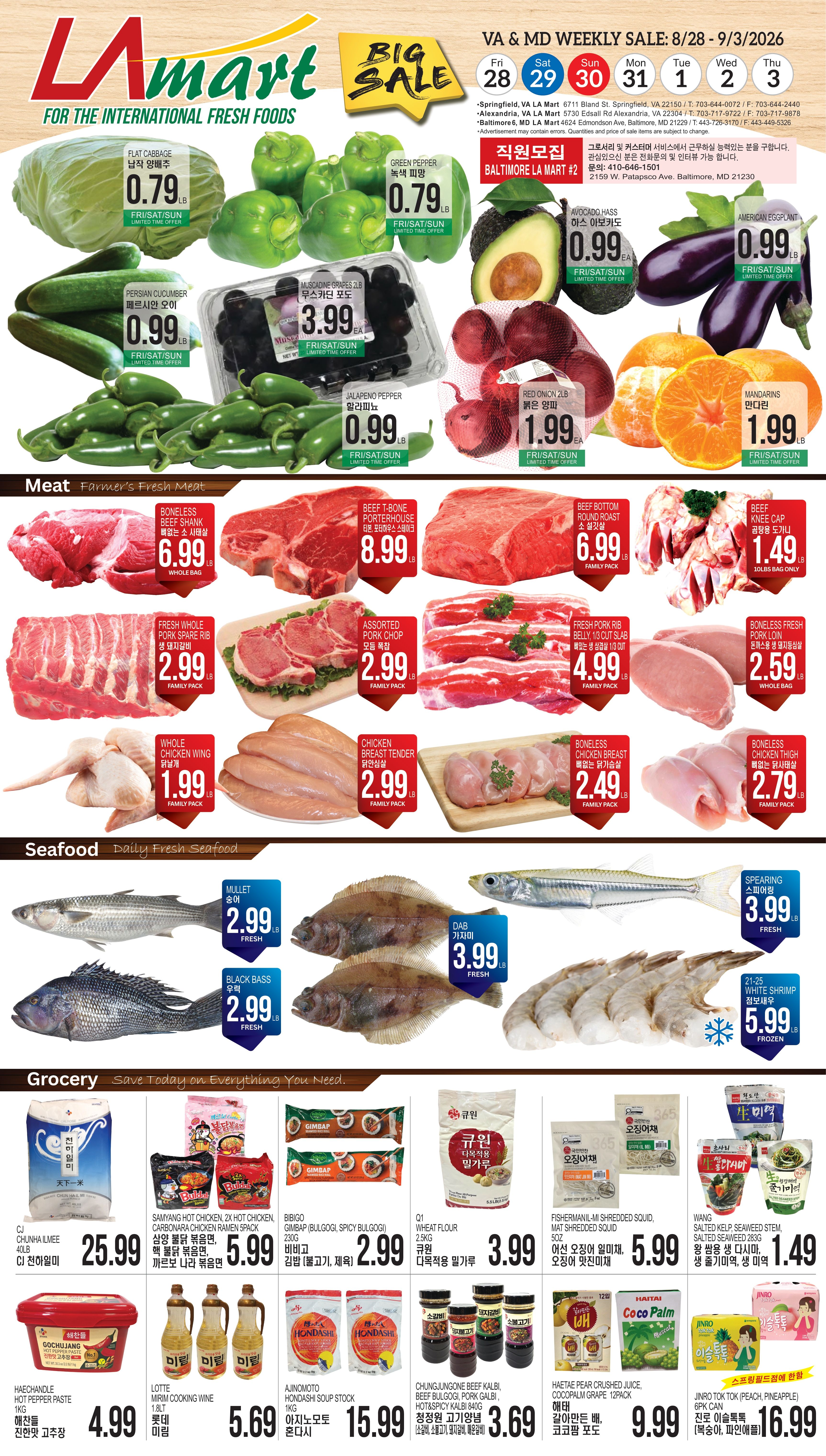 LA Mart Korean Weekly Ad August 28 - September 3, 2026