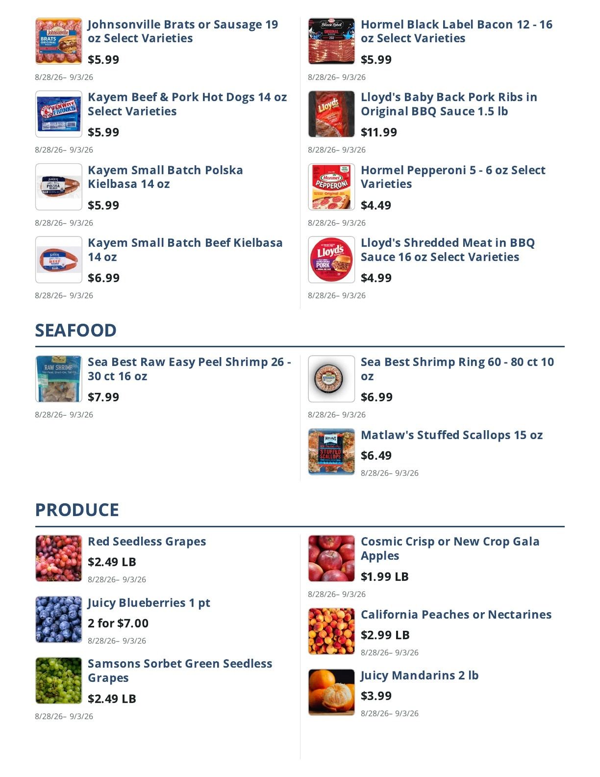 Main Street Grocery Weekly Ad August 28 - September 3, 2026