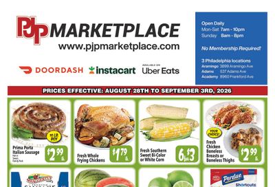PJP Marketplace Grocery Specials 08/28-09/03 Weekly Ad August 28 - September 3, 2026