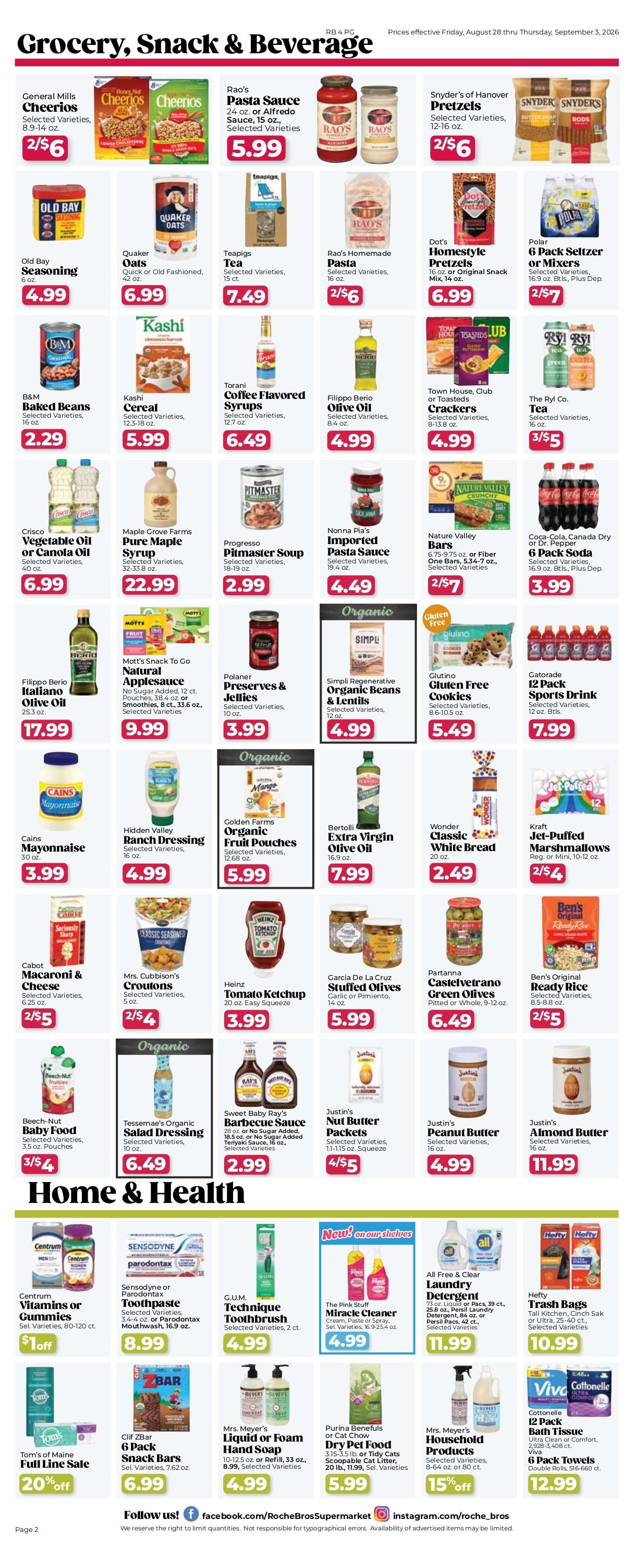 Roche Bros. Weekly Ad August 28 - October 1, 2026