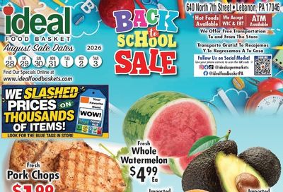 Ideal Food Basket (Lebanon, PA) Weekly Ad August 28 - September 3, 2026