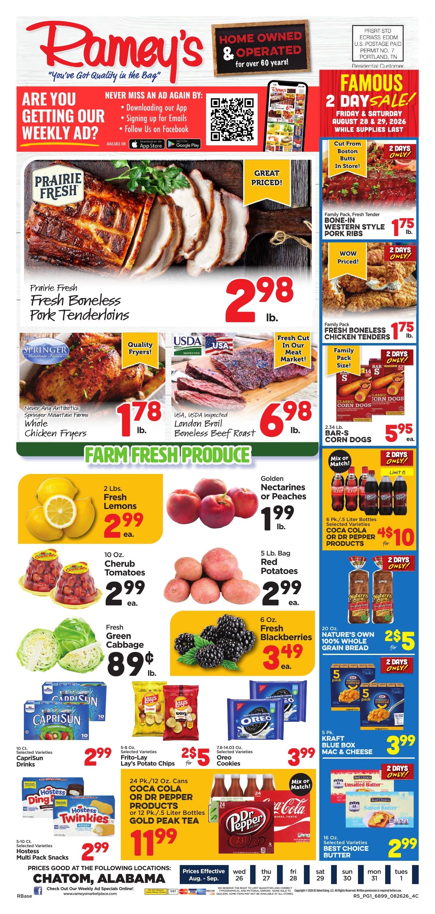 Ramey's Marketplace Weekly Ad August 26 - September 1, 2026