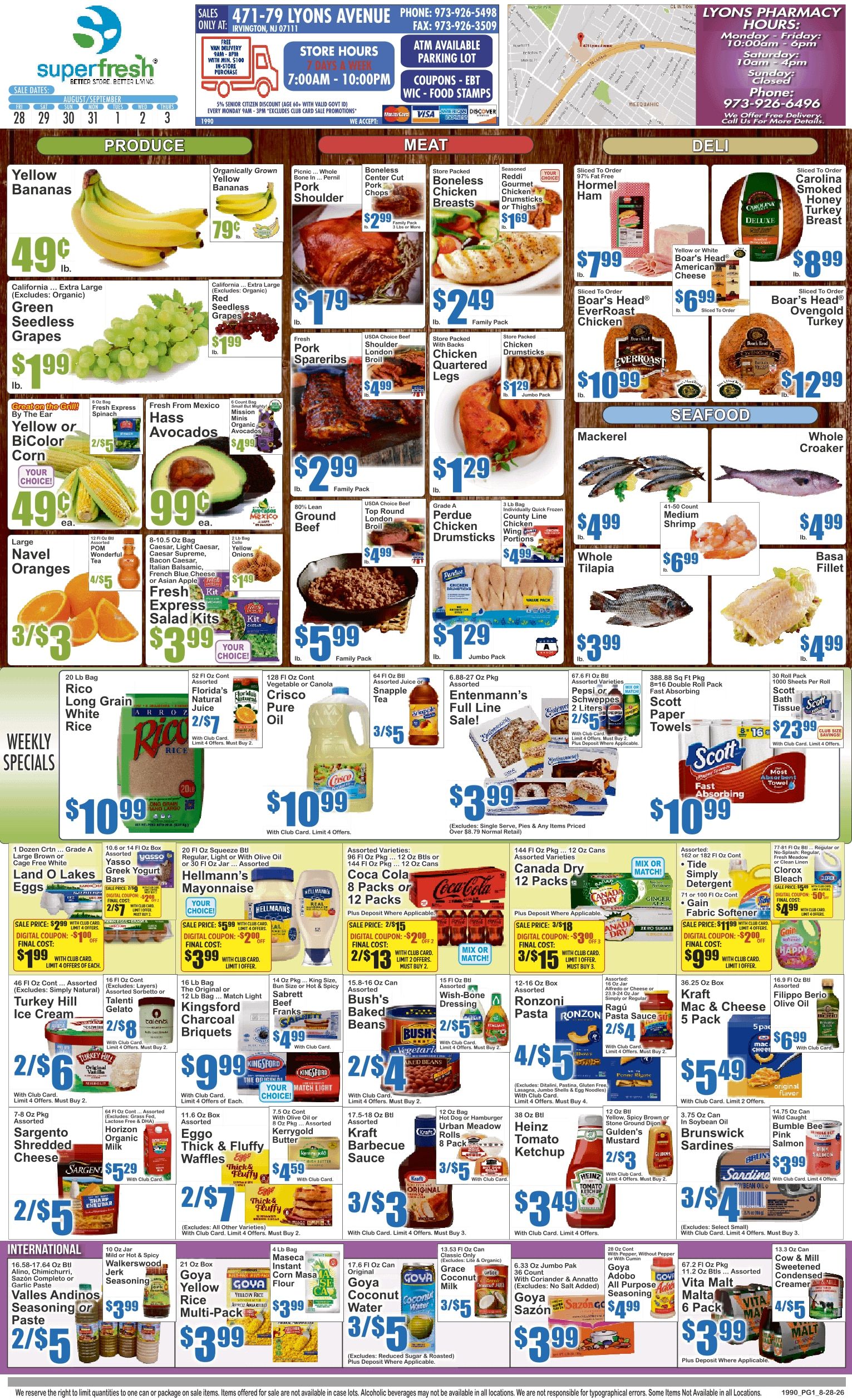 SuperFresh Supermarkets (Irvington, NJ) SuperFresh Weekly Ad August 28 - September 3, 2026