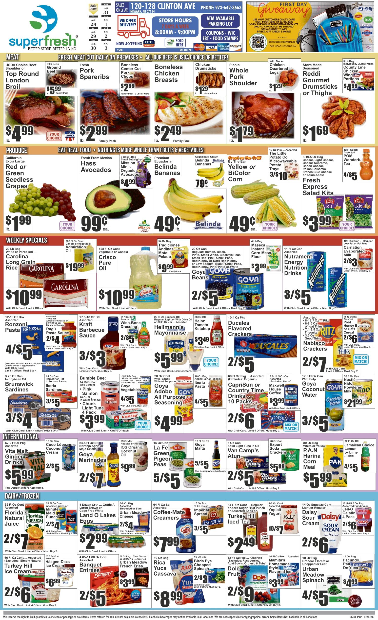 SuperFresh Supermarkets (Newark, NJ) SuperFresh Weekly Ad August 28 - September 3, 2026