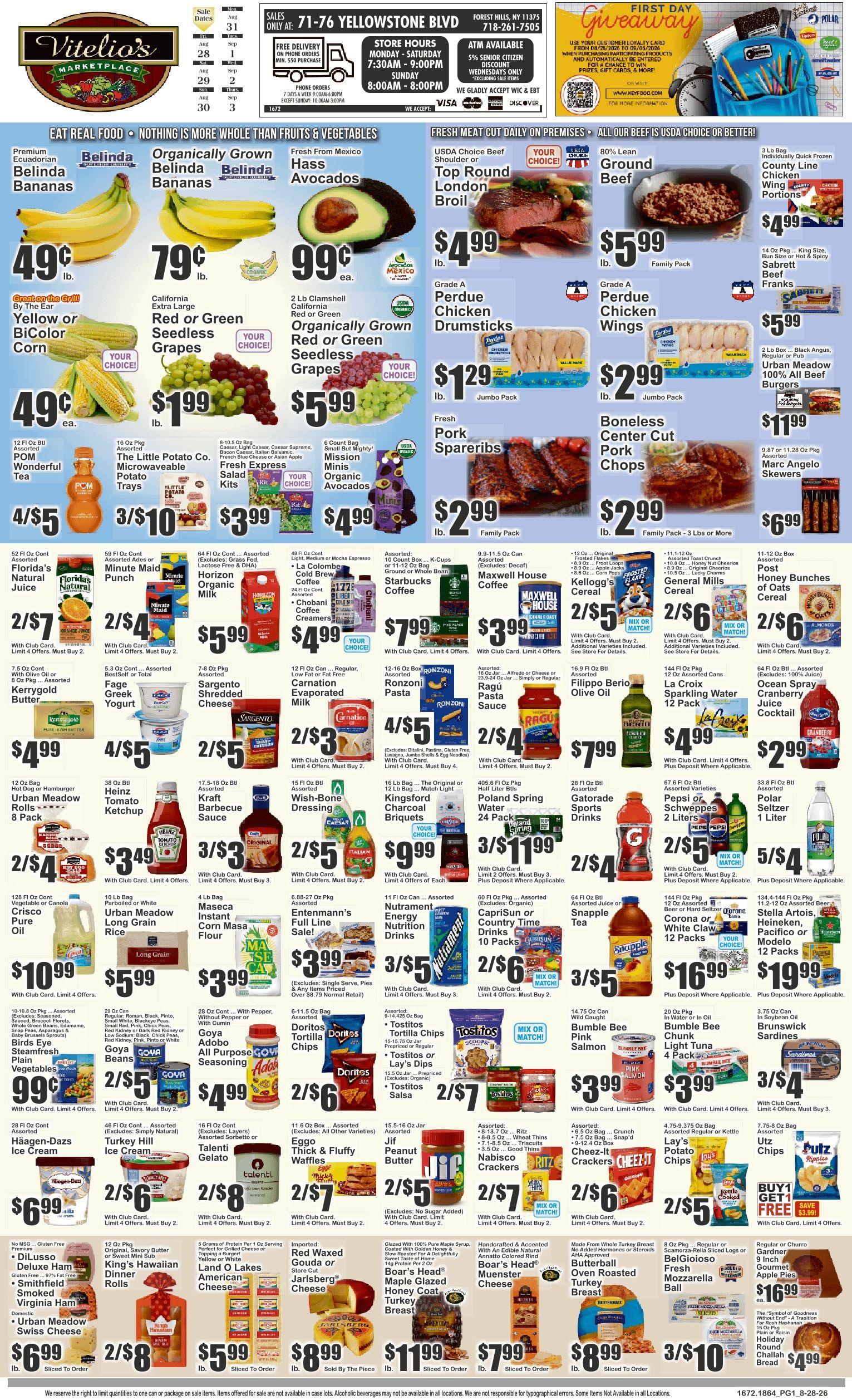 Vitelio's Marketplace (Forest Hills, NY) Key Food Weekly Ad August 28 - September 3, 2026