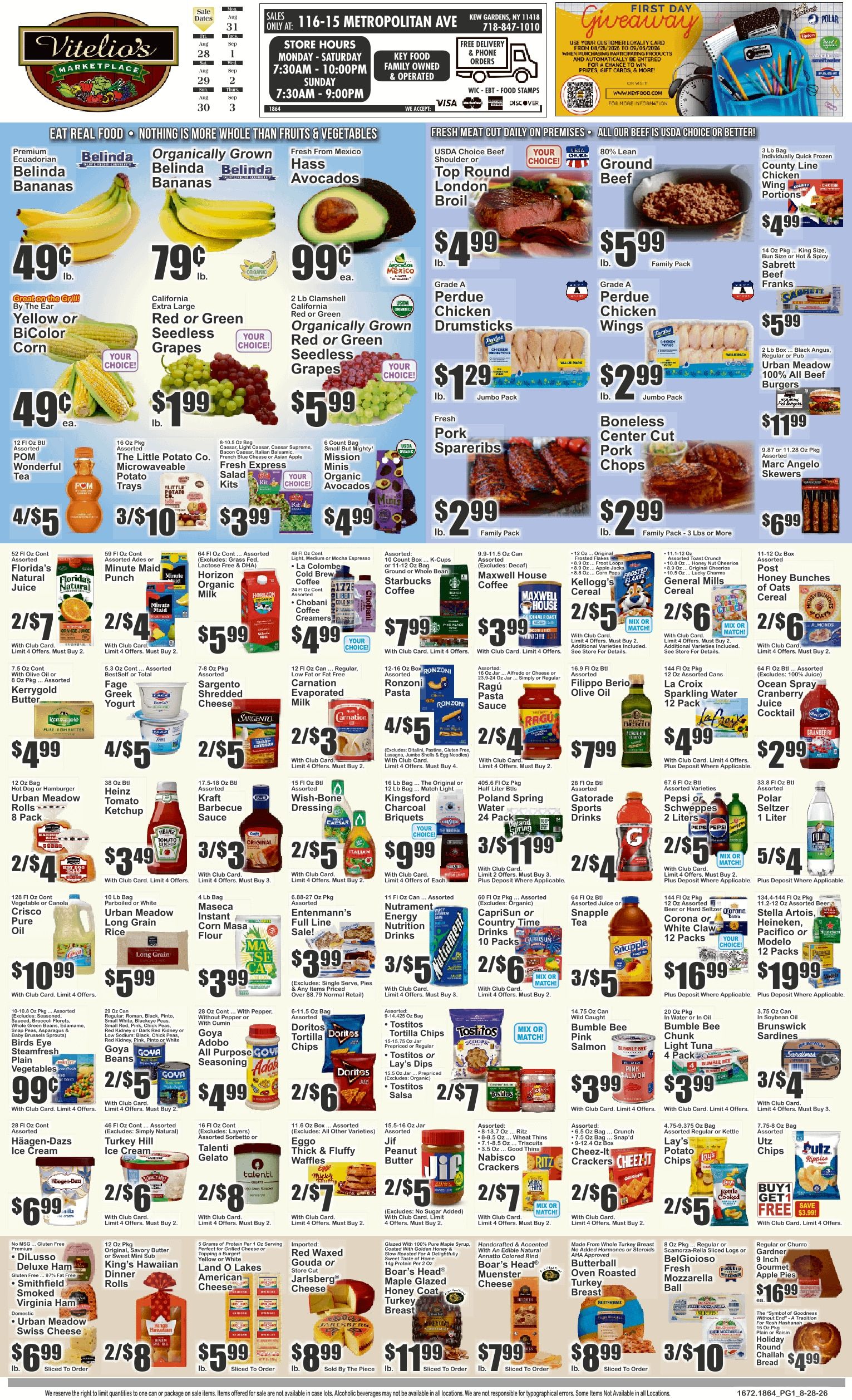 Vitelio's Marketplace (Kew Gardens, NY) Key Food Weekly Ad August 28 - September 3, 2026