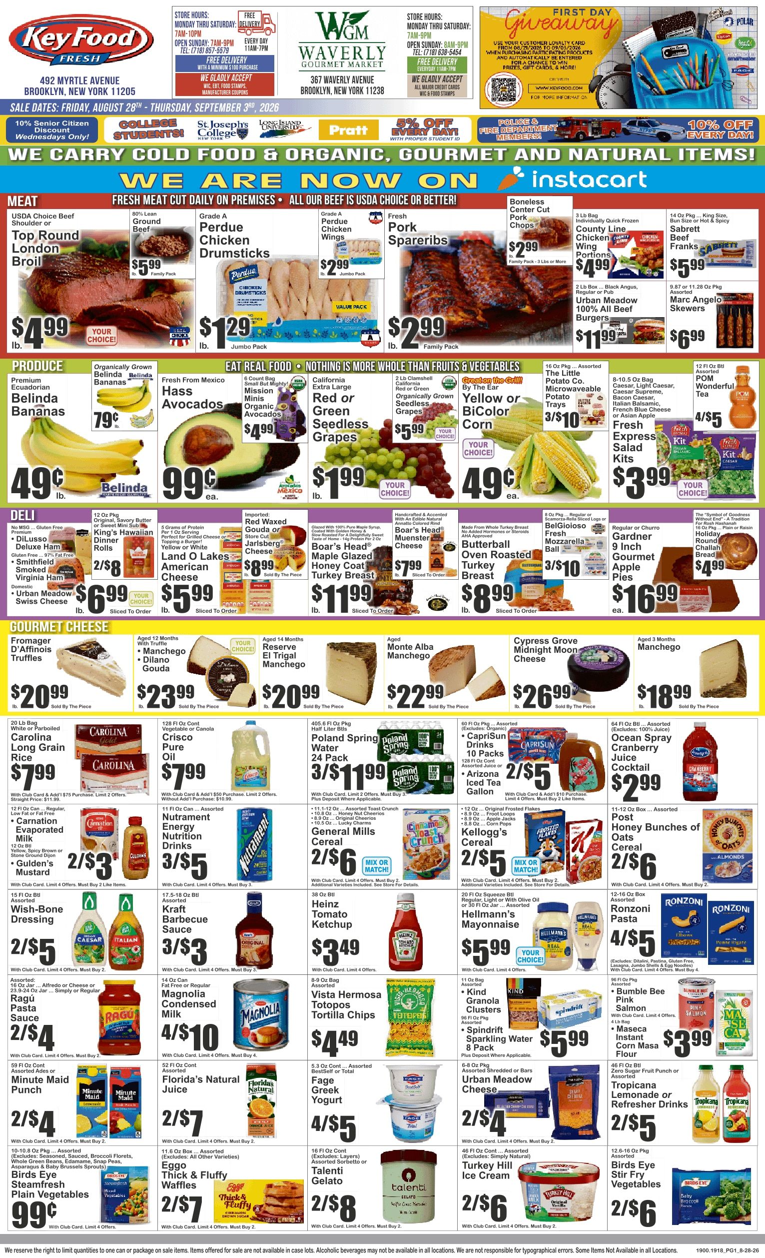 Waverly Gourmet Market (367 Waverly Ave., Brooklyn, NY) Key Food Weekly Ad August 28 - September 3, 2026