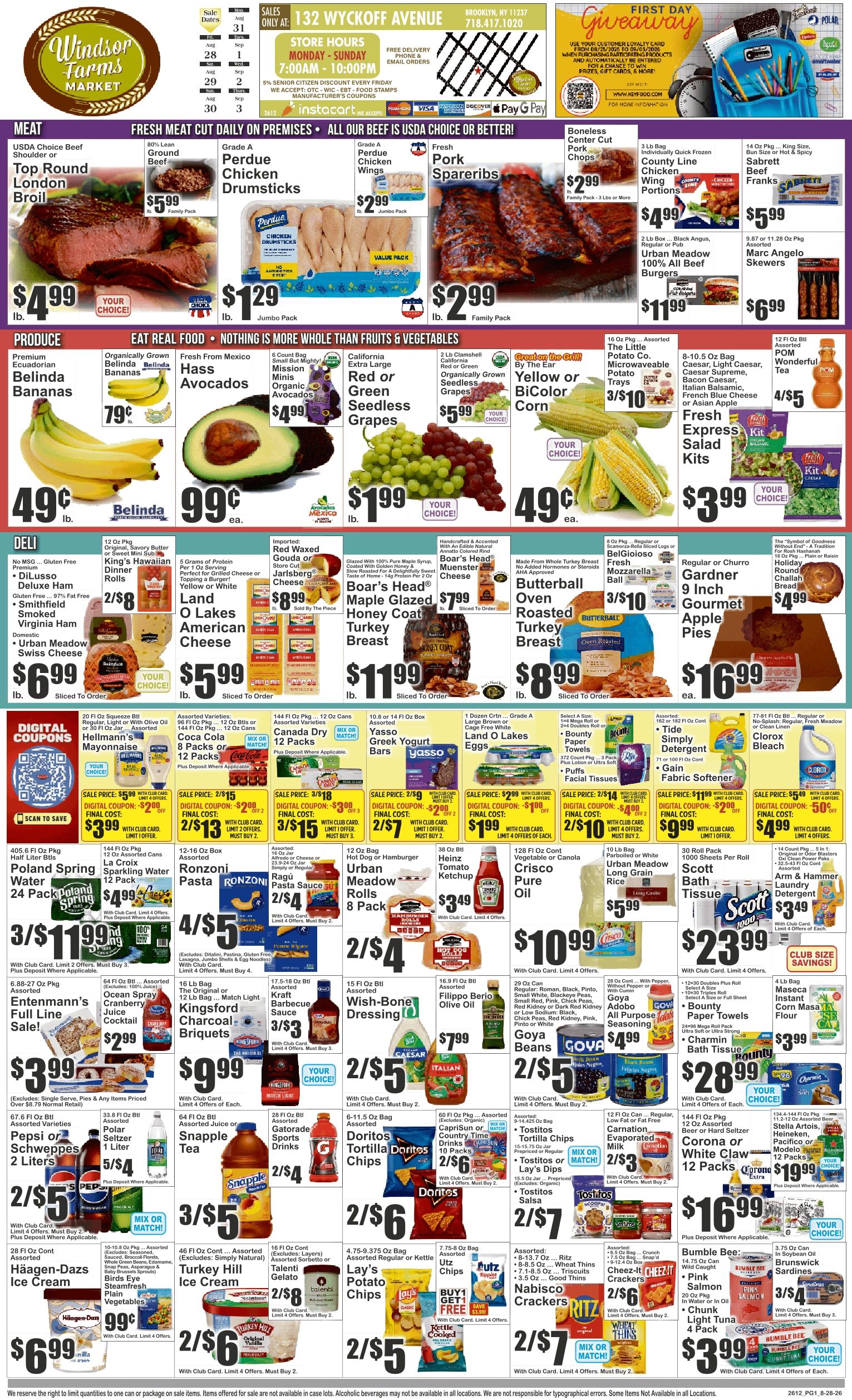 Windsor Farms Market (132 Wyckoff Avenue, Brooklyn, NY) Key Food Weekly Ad August 28 - September 3, 2026