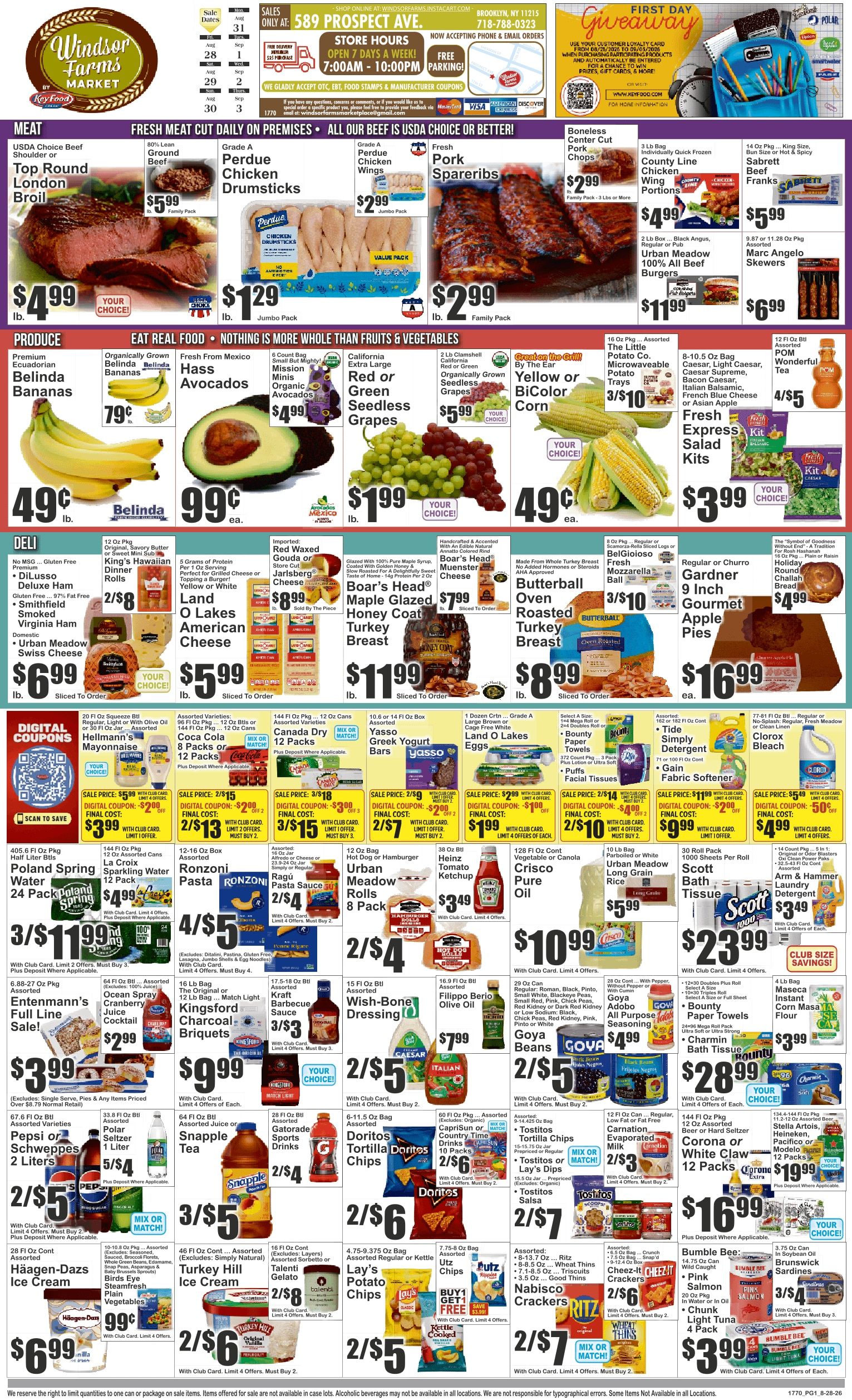 Windsor Farms Market (589 Prospect Ave., Brooklyn, NY) Key Food Weekly Ad August 28 - September 3, 2026