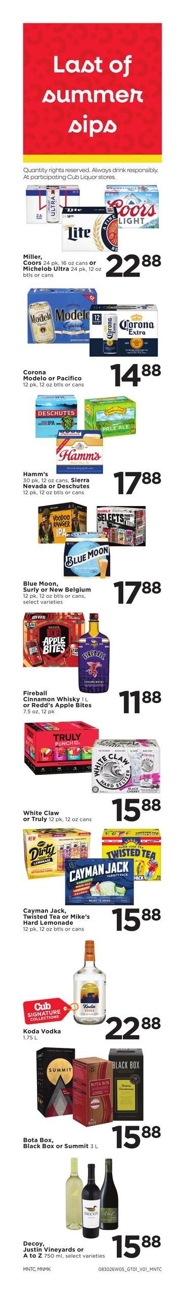 Cub Foods (Saint Paul–Minneapolis Area, MN–WI) Weekly Savings Weekly Ad August 30 - September 5, 2026