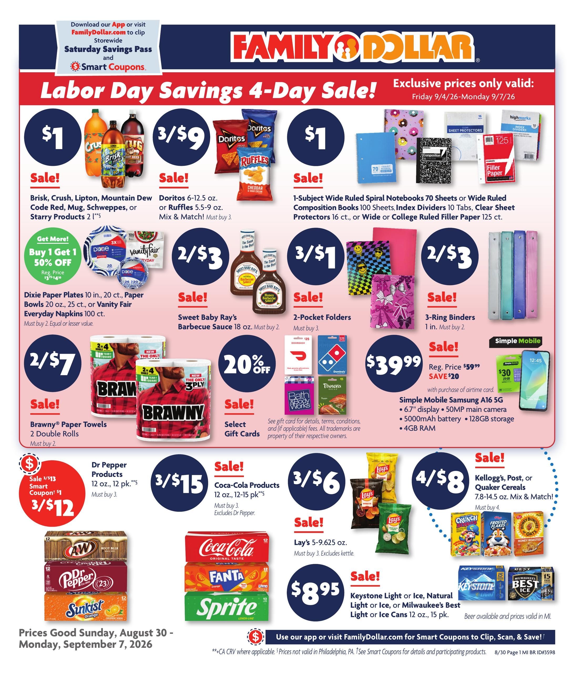 Family Dollar (MI) Weekly Ad August 30 - September 7, 2026