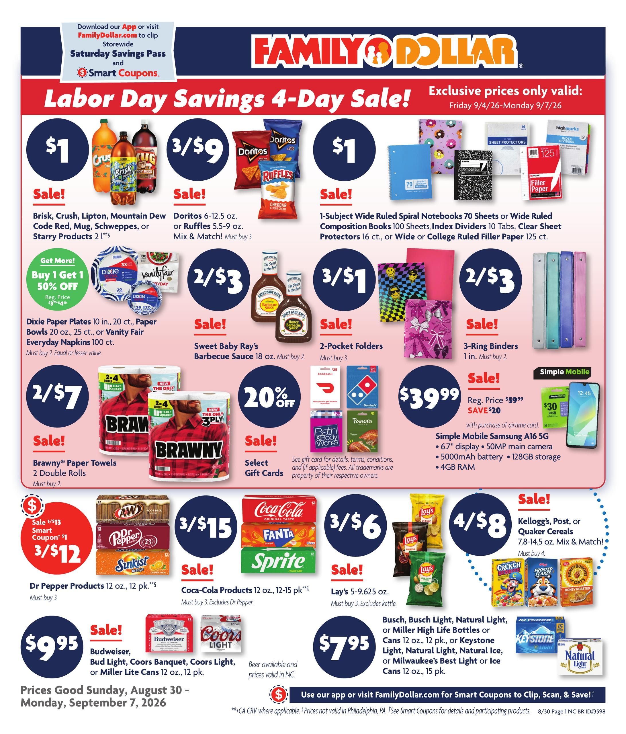 Family Dollar (NC) Weekly Ad August 30 - September 7, 2026