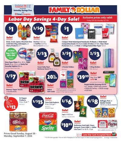 Family Dollar (TX) Weekly Ad August 30 - September 7, 2026