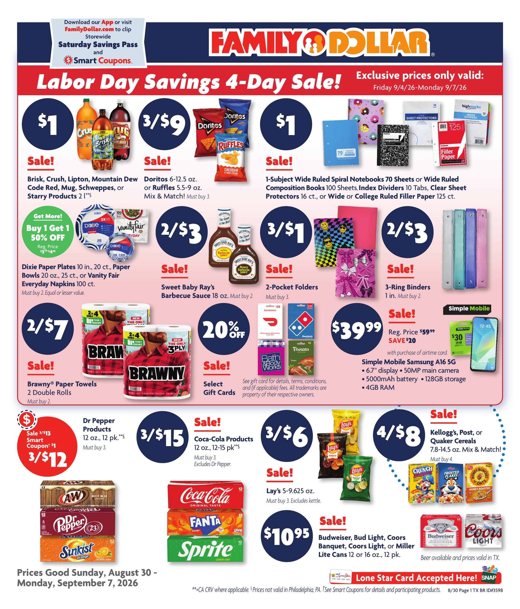 Family Dollar (TX) Weekly Ad August 30 - September 7, 2026