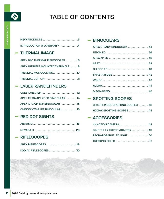 Alpen Optics Product Catalog Weekly Ad January 1 - December 31, 2026