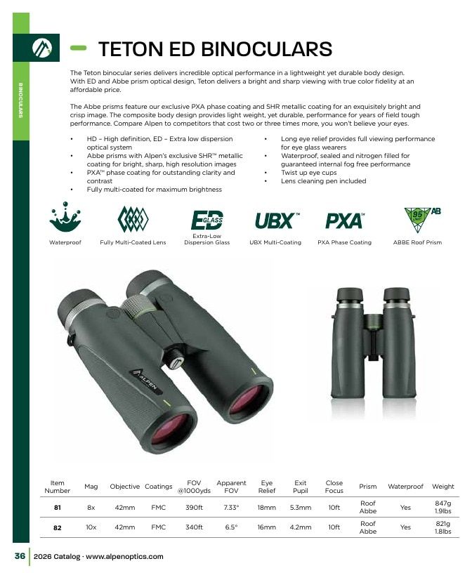 Alpen Optics Product Catalog Weekly Ad January 1 - December 31, 2026