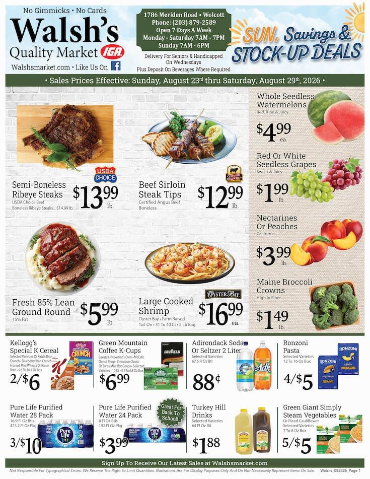 Walsh's Quality Market IGA Weekly Ad August 30 - September 5, 2026