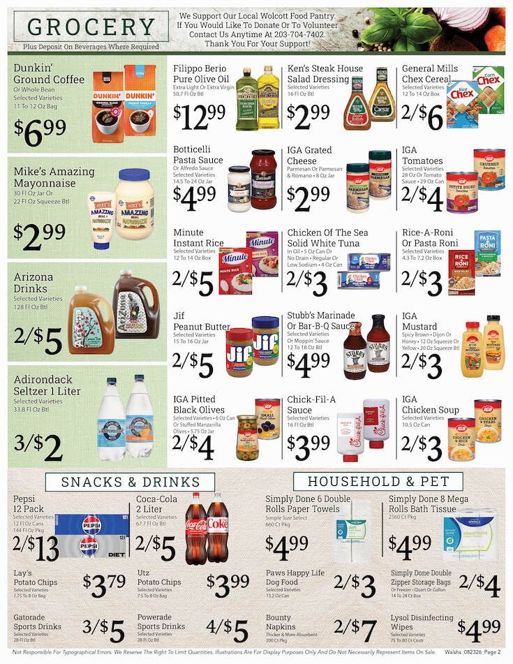 Walsh's Quality Market IGA Weekly Ad August 30 - September 5, 2026