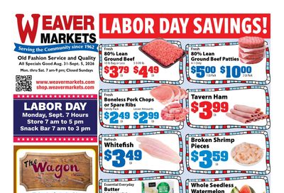 Weaver Markets Weekly Ad August 31 - September 5, 2026