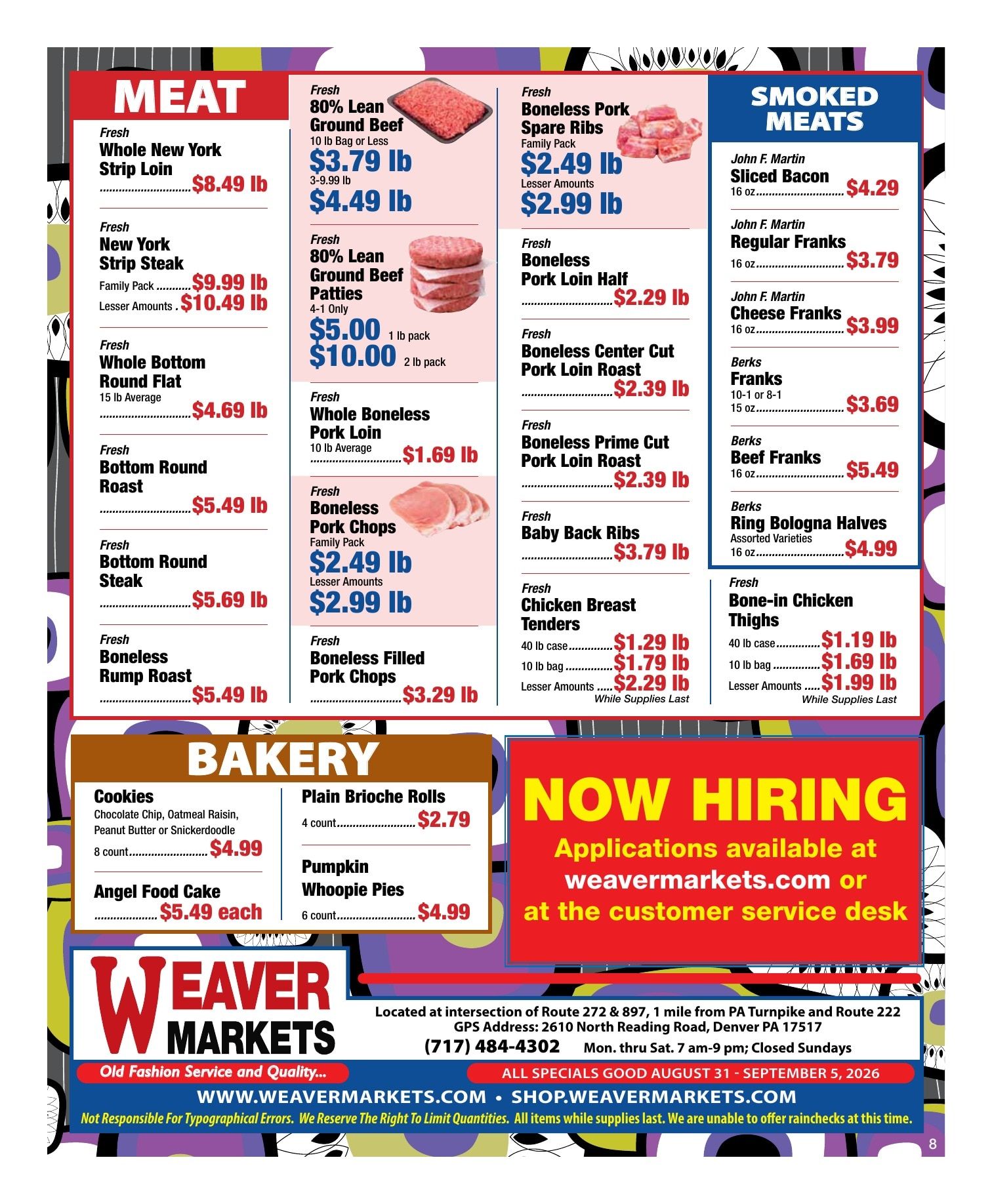 Weaver Markets Weekly Ad August 31 - September 5, 2026