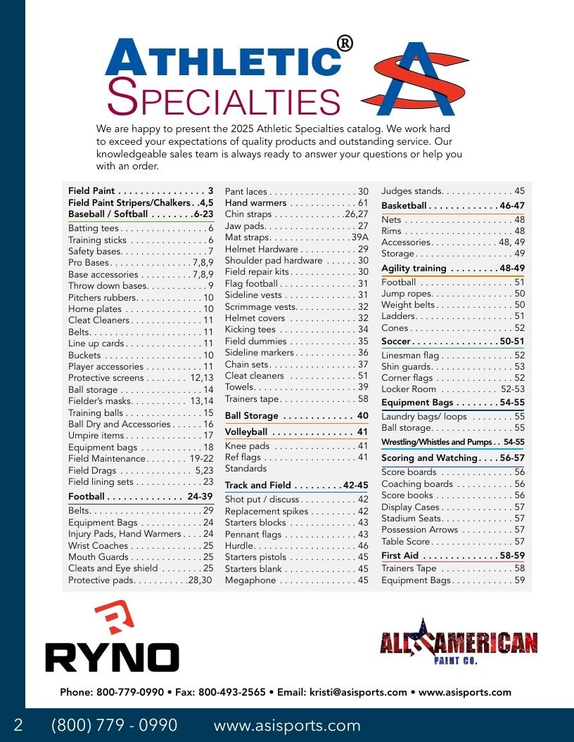 Athletic Specialties Athletic Equipment Catalog Weekly Ad January 1 - December 31, 2026