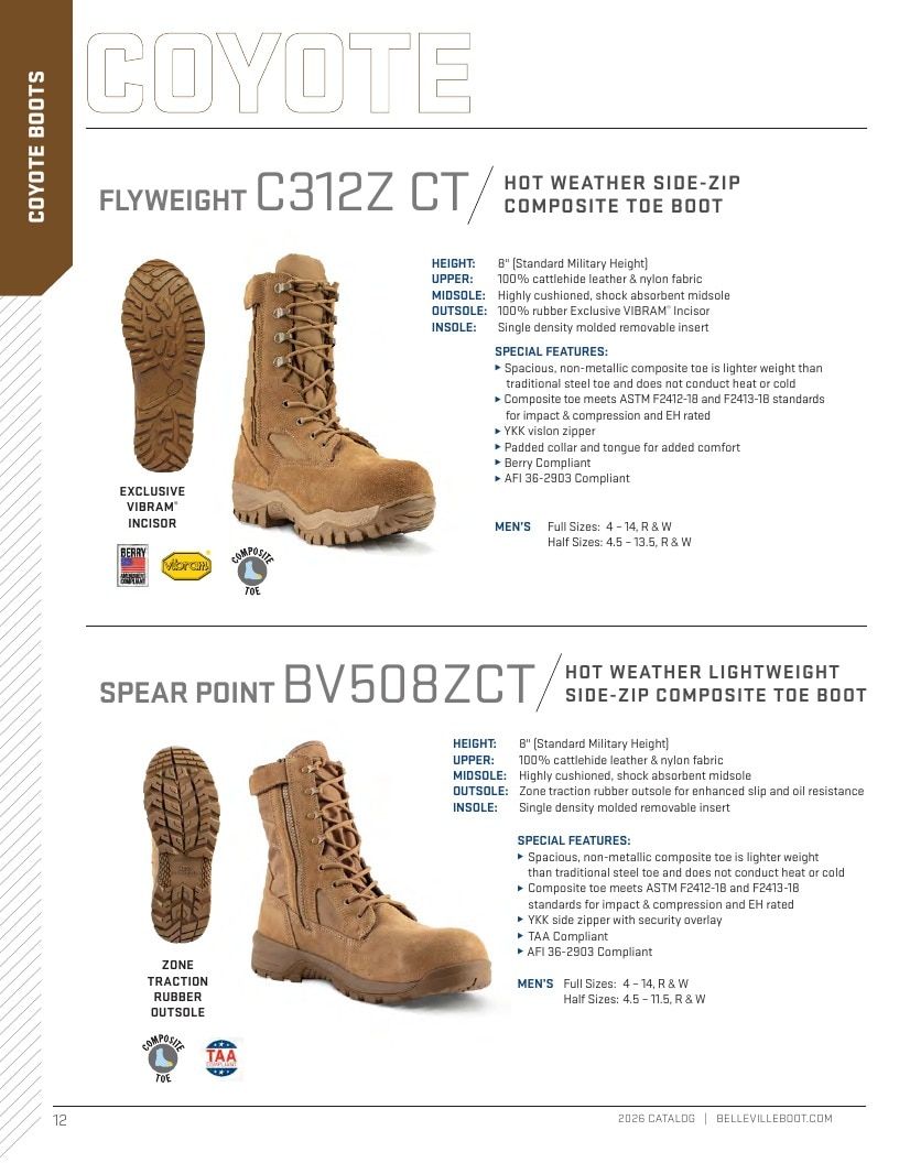 Belleville Boot Company Boot Catalog Weekly Ad January 1 - December 31, 2026