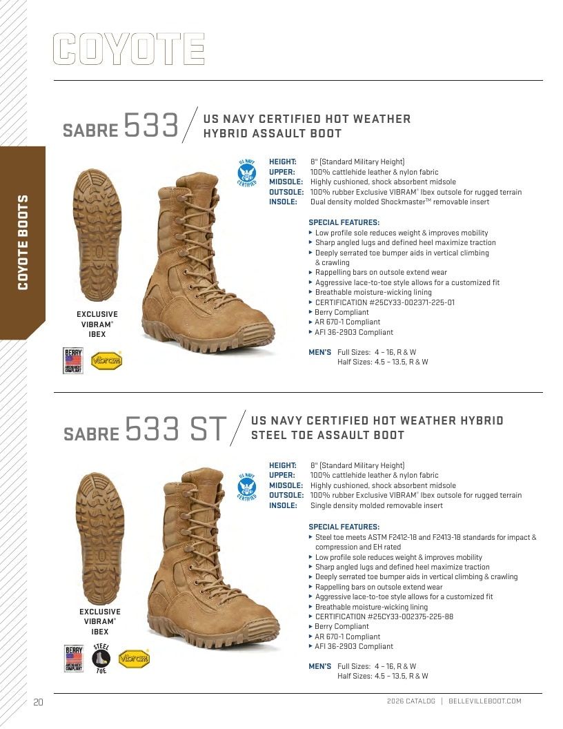 Belleville Boot Company Boot Catalog Weekly Ad January 1 - December 31, 2026