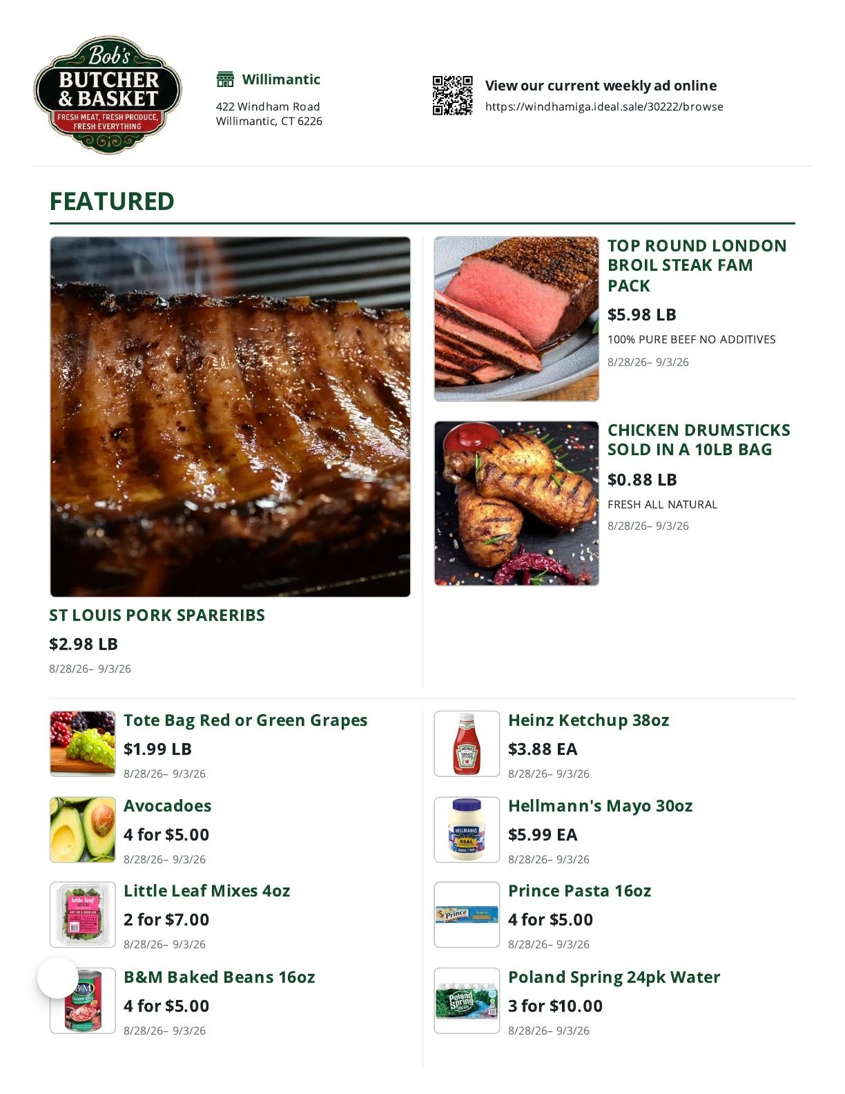 Bob's Butcher & Basket Weekly Ad August 28 - September 3, 2026