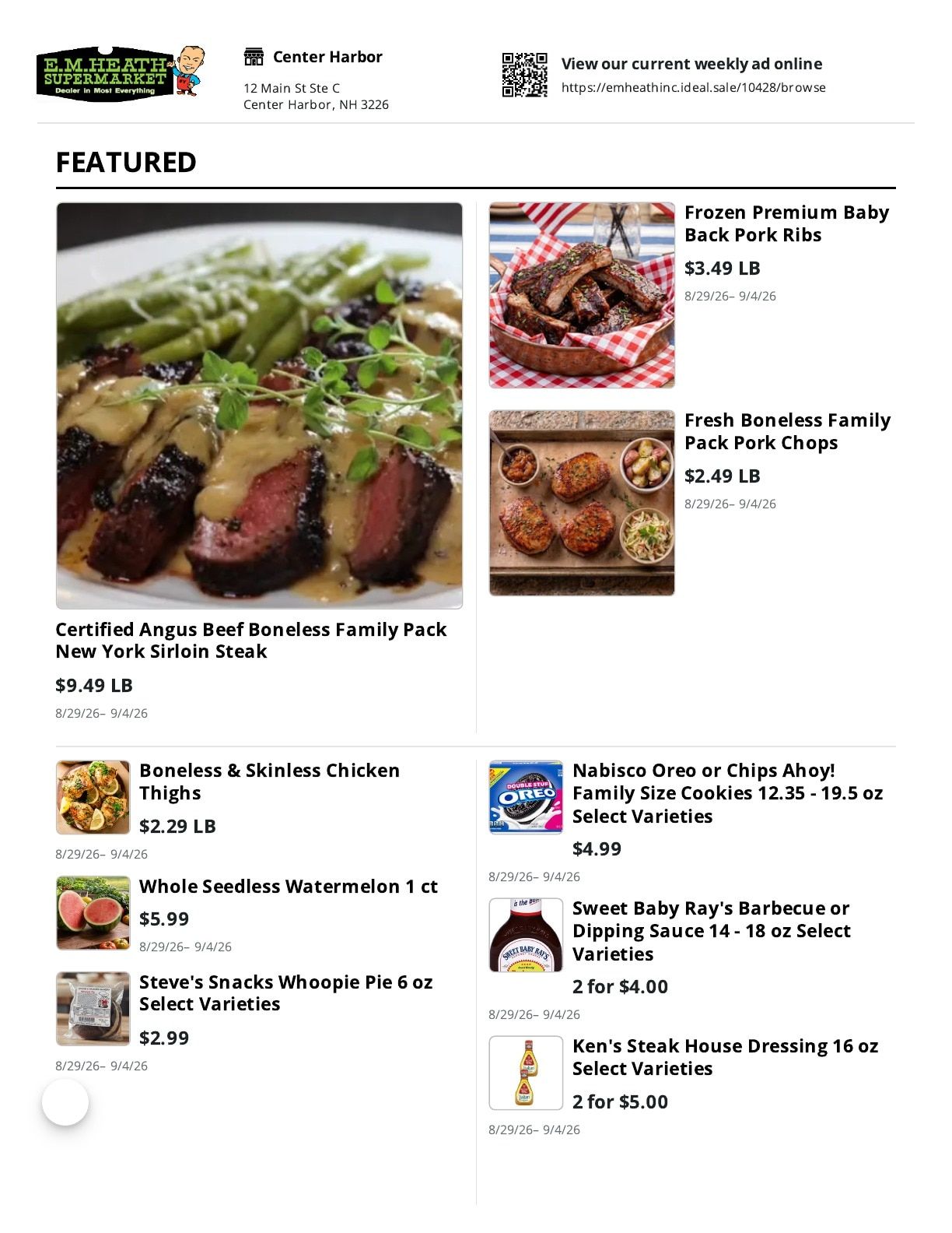 E.M. Heath Supermarket Weekly Ad August 29 - September 4, 2026