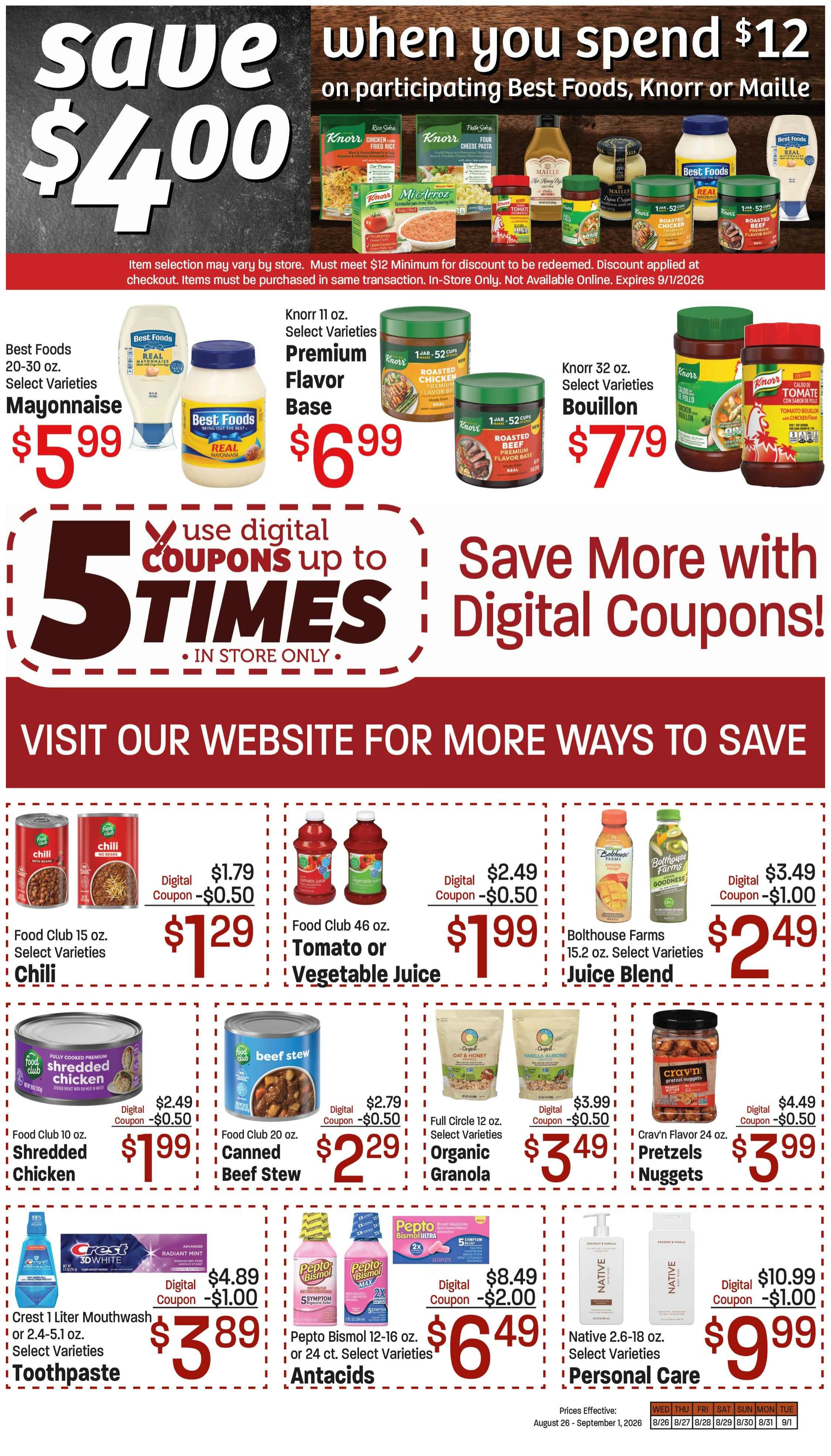 Family Food Town (112 W 3rd St, Palisade, CO) Weekly Ad August 26 - September 1, 2026