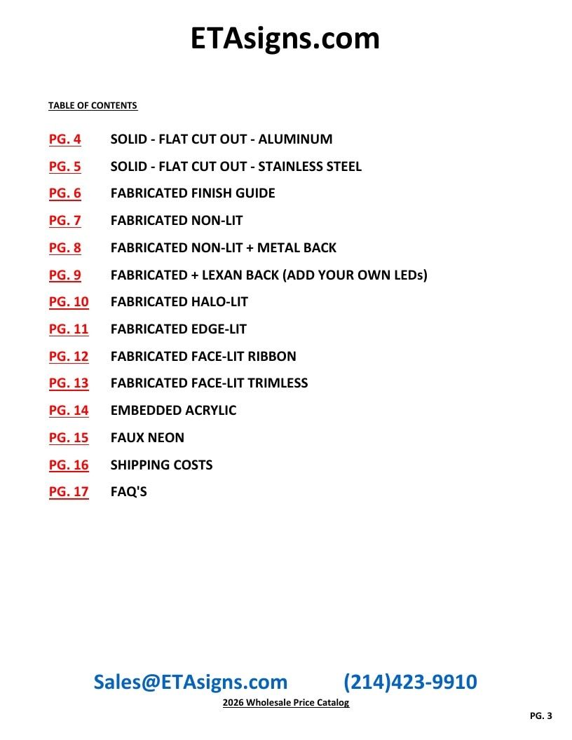 ETA Signs Wholesale Signs Catalog Weekly Ad January 1 - December 31, 2026